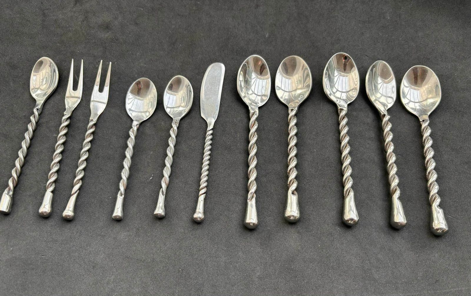 Set Of 11 Flatware Forged Cutlery French Spare Twisted Brutalist Decor Medieval Style Gift Postmodern Replacement Single Flatware photo 129.0
