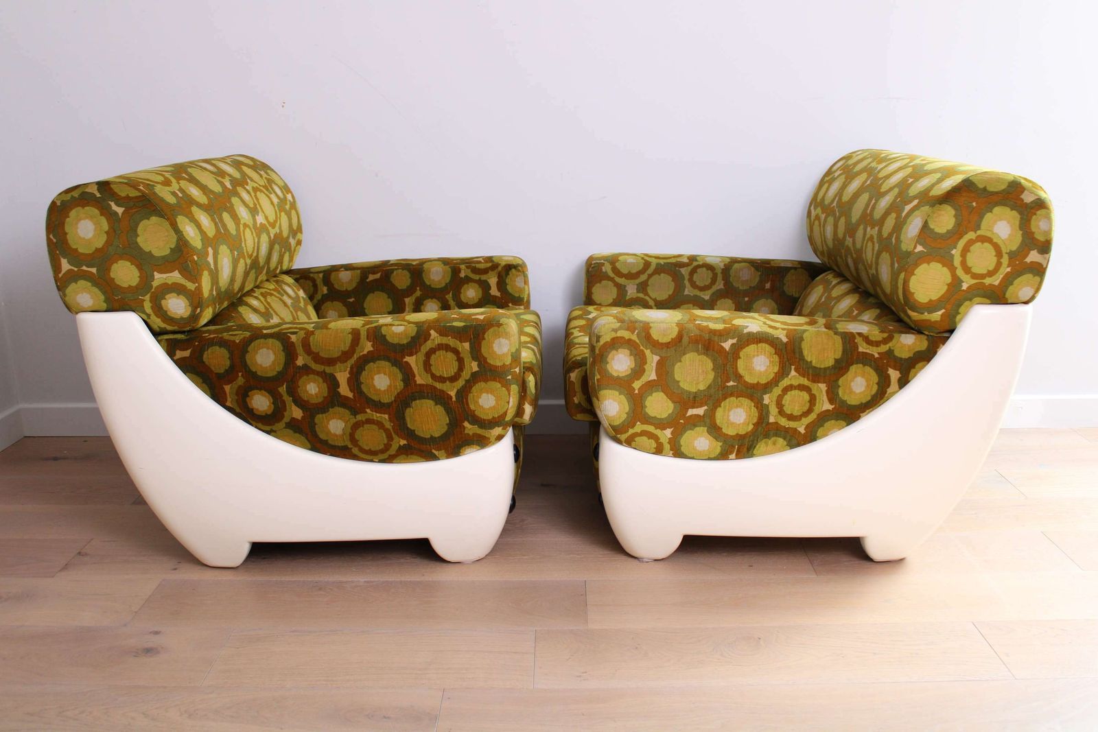 A Pair Of Vintage Mid Century Modern Arm Chairs   Italy 1970s photo for sale