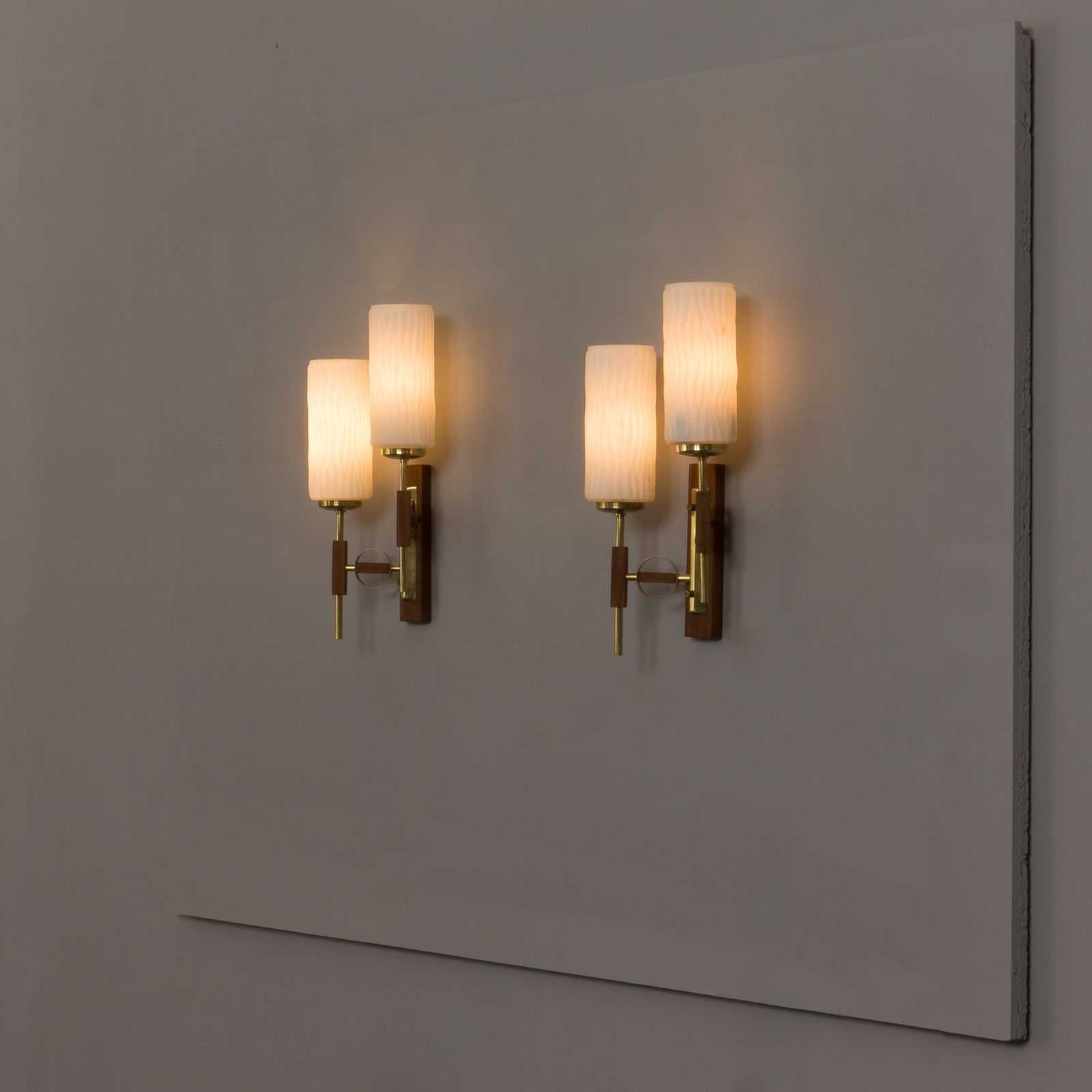 Pair Of Teak And Brass Wall Sconces In The Style Of Lunel, 1960s photo for sale