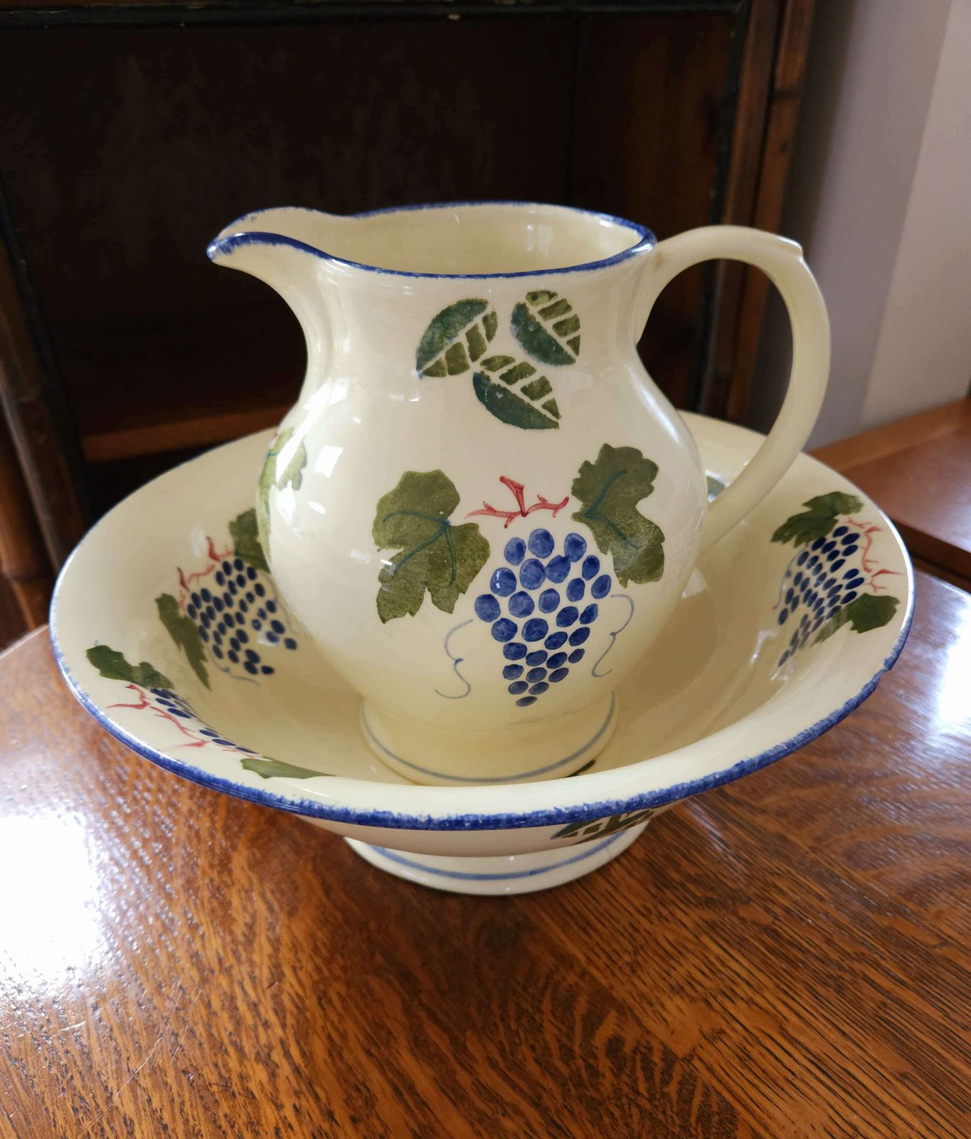Pretty, Hand Painted, Poole Pottery Wash Jug & Basin Set