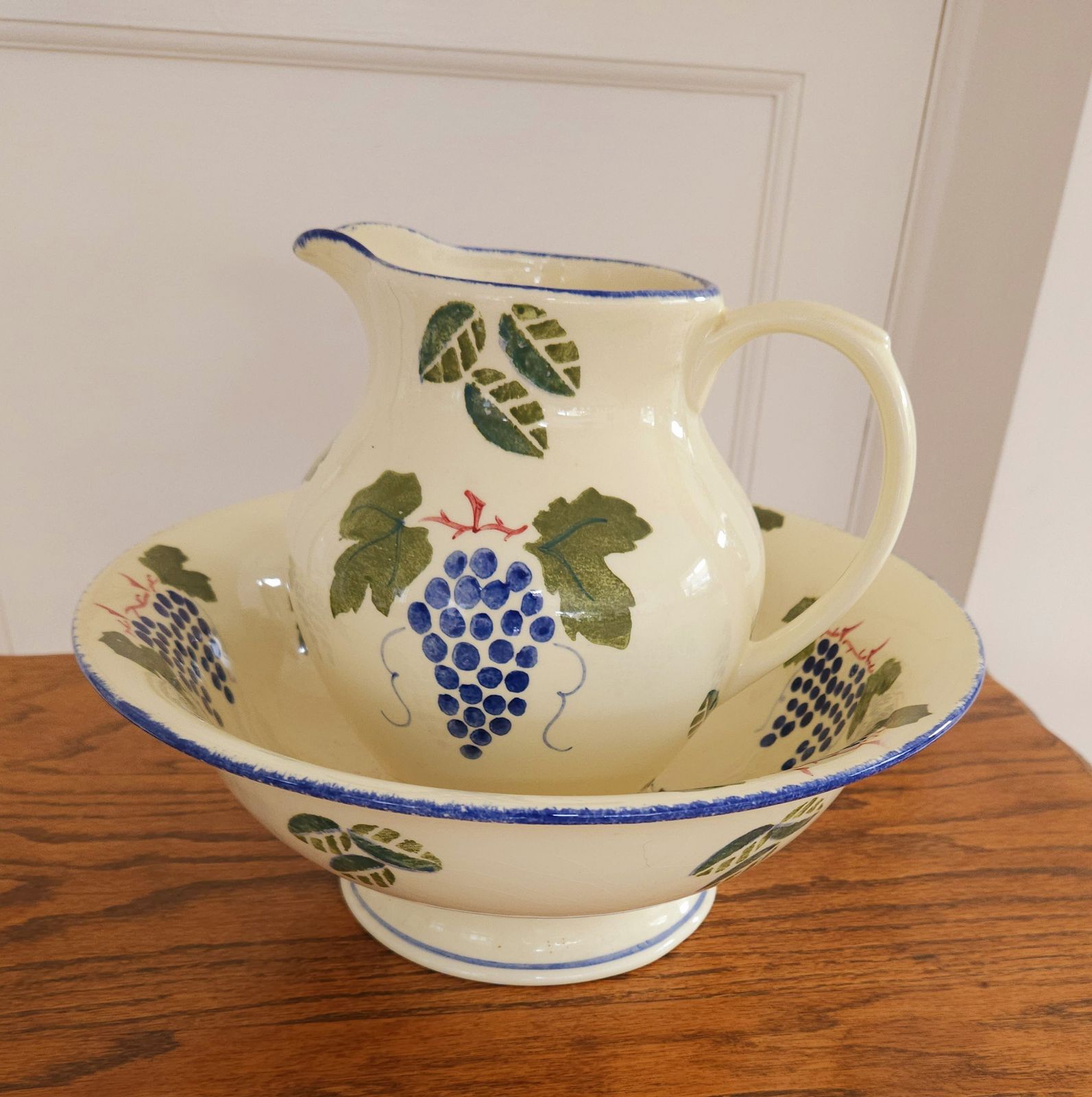 Pretty, Hand Painted, Poole Pottery Wash Jug & Basin Set photo furniture