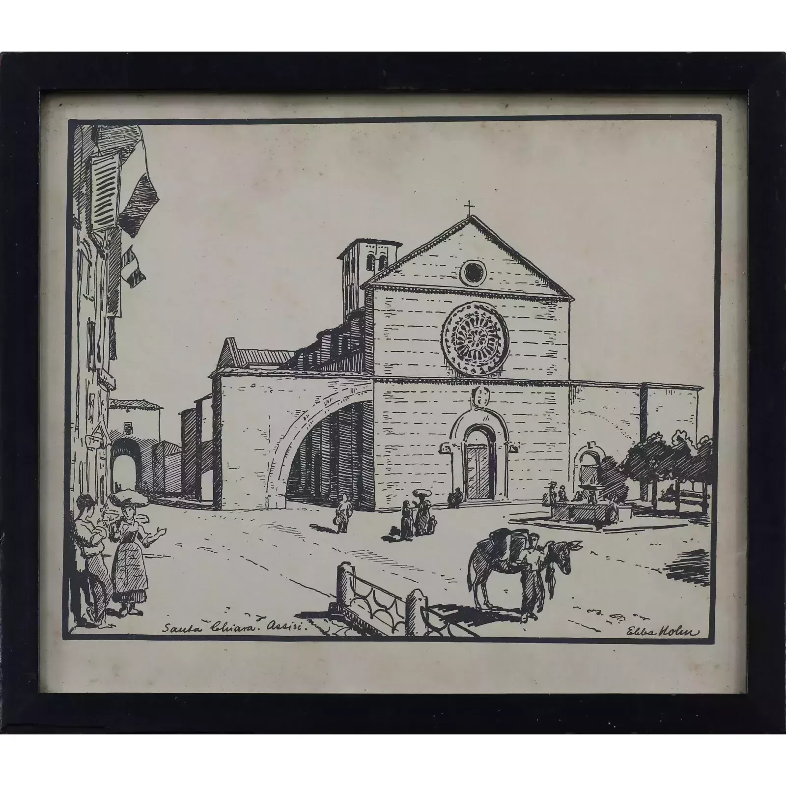 Woodcut Engraving By Ebba Holm. Santa Chiara Assisi