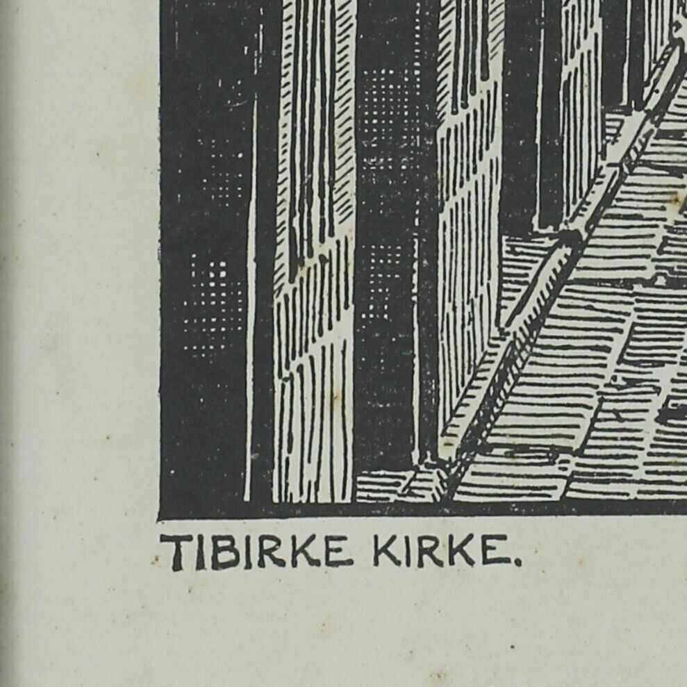Woodcut Engraving By Ebba Holm. Tibirke Kirke photo for sale