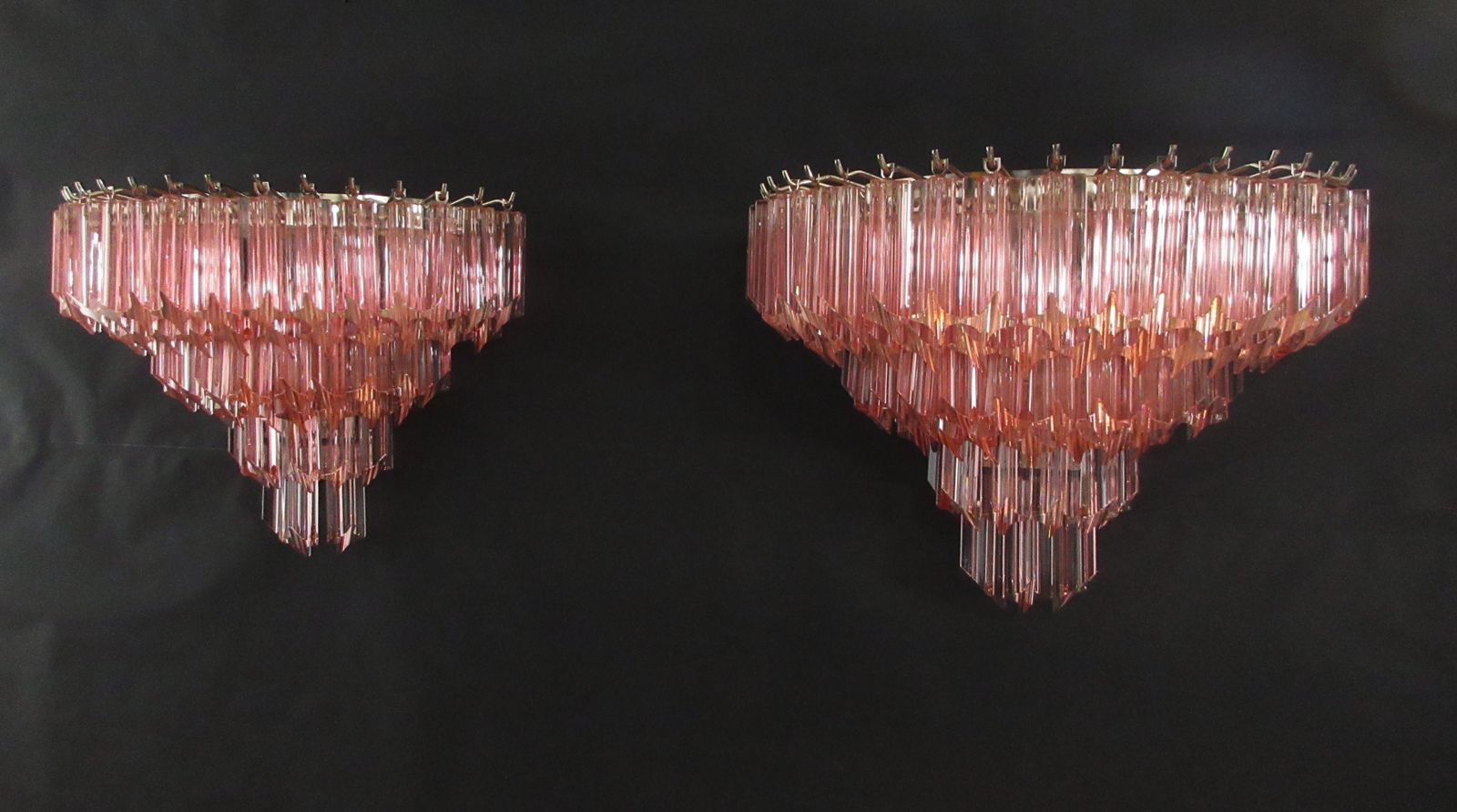 Lighting Pair Of Vintage Murano Wall Sconce – 63 Pink Quadriedri photo