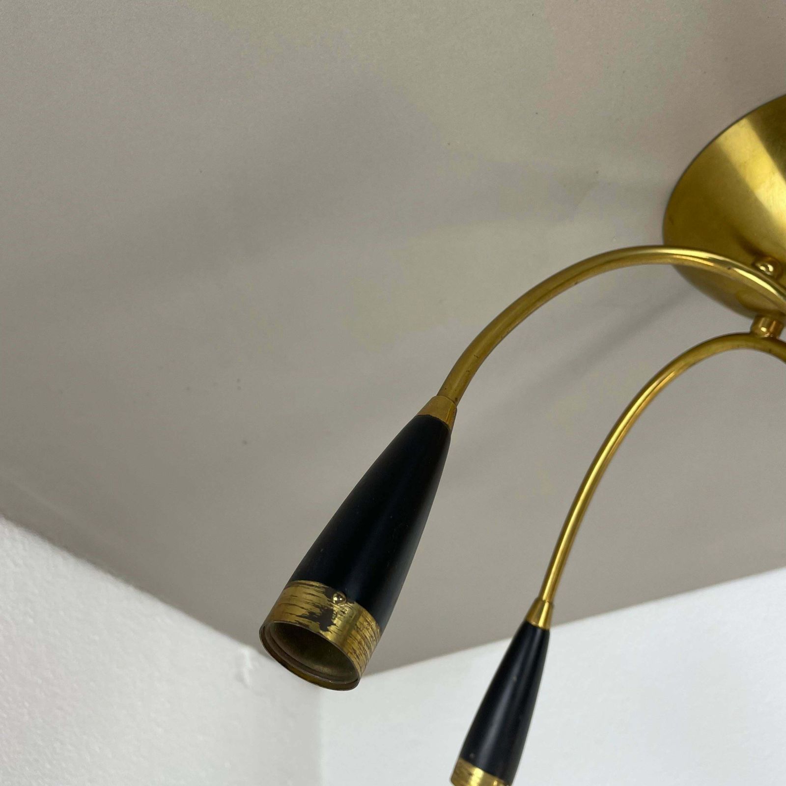 Xl 9 Arm Brass Stilnovo Gino Sarfatti Style Ceiling Light Flushmount Italy 1950 photo buy