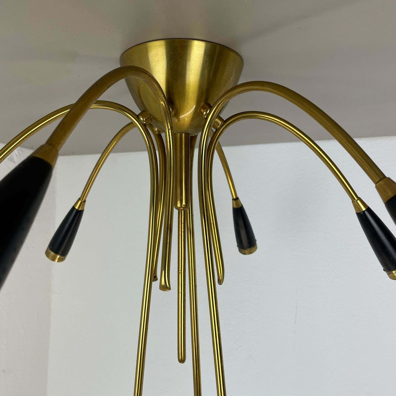 photo vinterior Xl 9 Arm Brass Stilnovo Gino Sarfatti Style Ceiling Light Flushmount Italy 1950