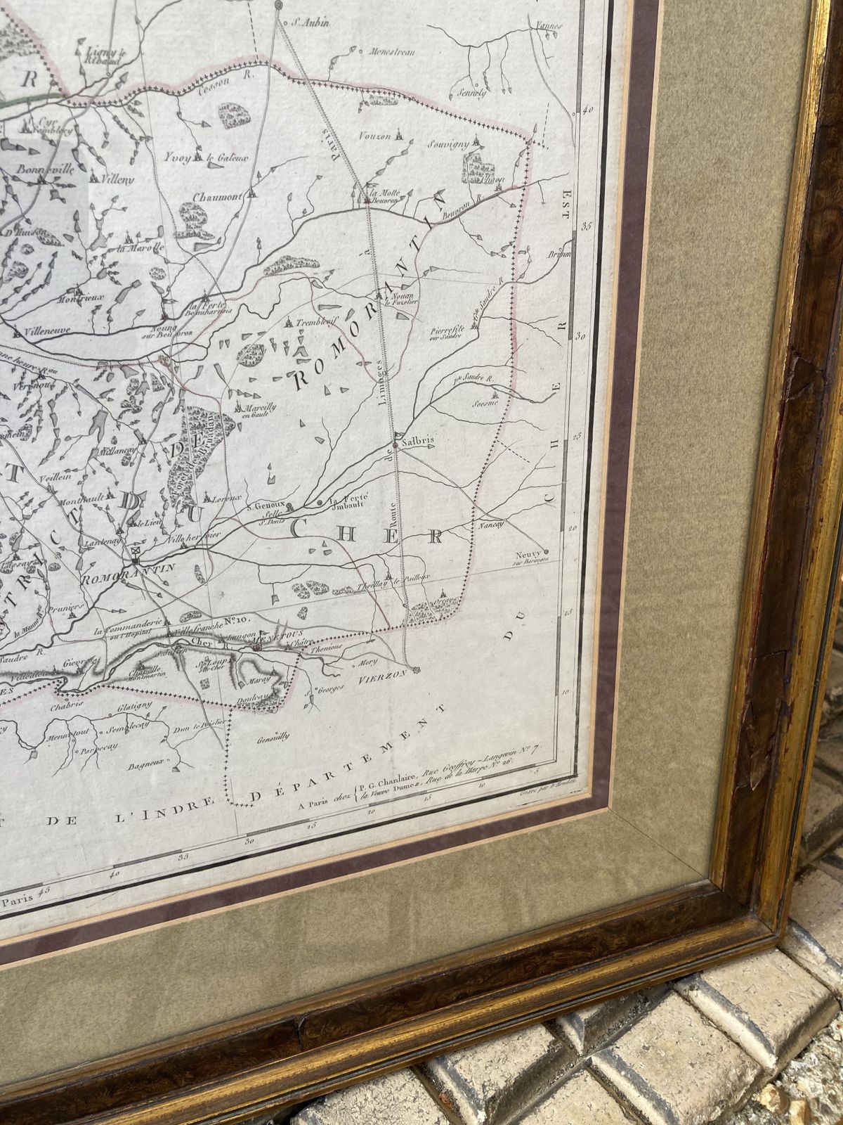 Large 18th C Framed French Map By Chanlaire And Dumez Of De Loir Et Da Cher photo Art