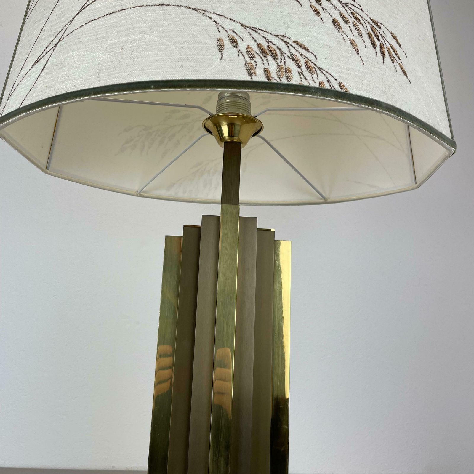 photo for sale Xl Hollywood Regency Brass Bicolor Table Light In Willy Rizzo Style, Italy 1970s