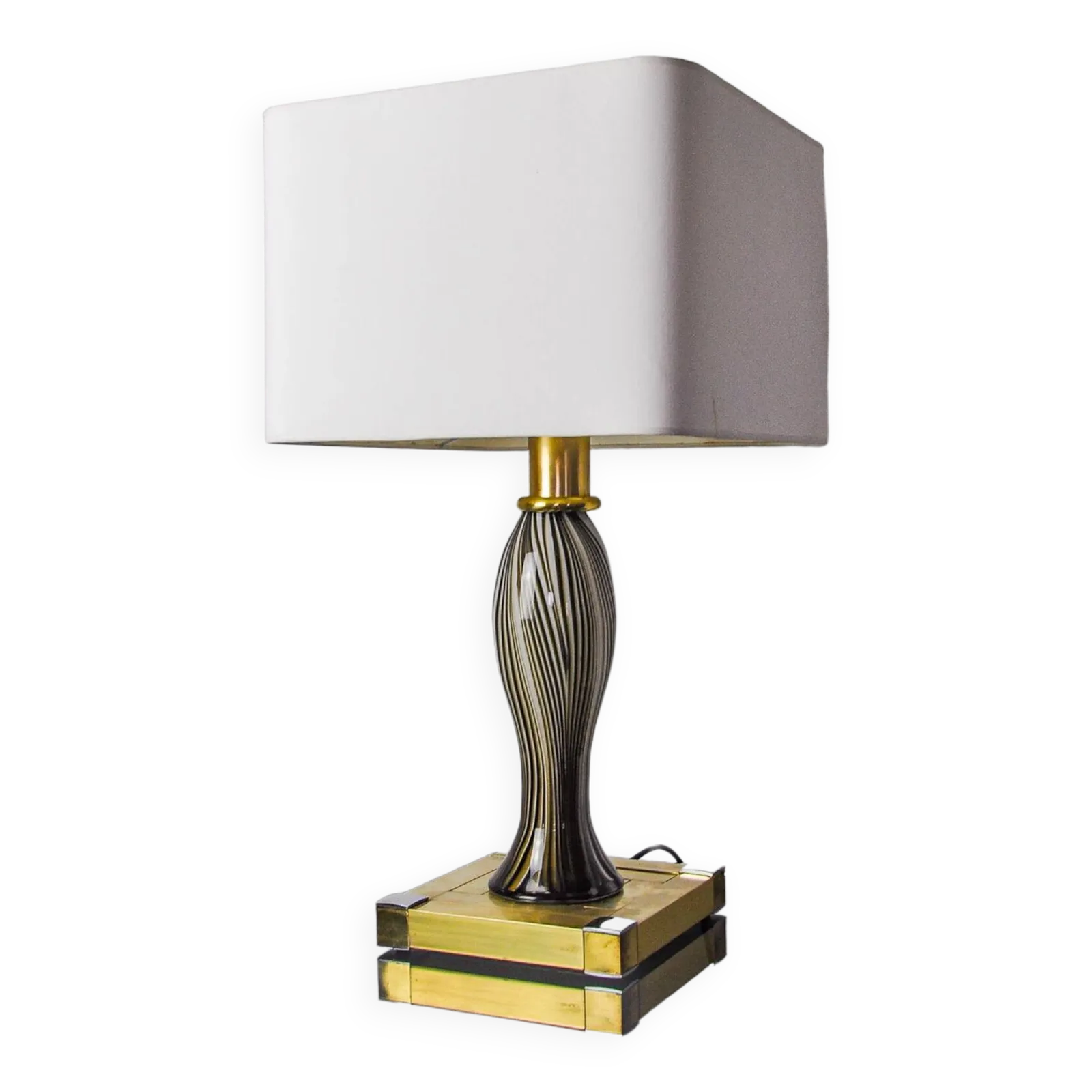 Bd Lumica Table Lamp, Murano Glass And Brass, Italy, 1970