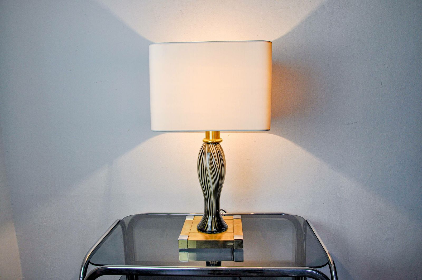 Bd Lumica Table Lamp, Murano Glass And Brass, Italy, 1970 photo vinterior