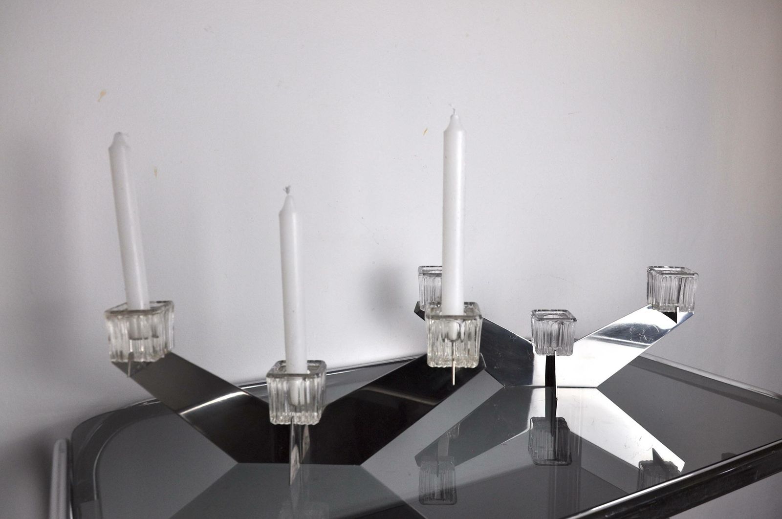 Pair Of Peill & Putzler Candlesticks, Glass And Metal, Germany, 1970 photo 1057.0