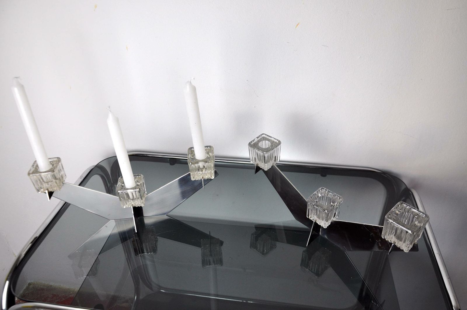 Pair Of Peill & Putzler Candlesticks, Glass And Metal, Germany, 1970 photo vinterior