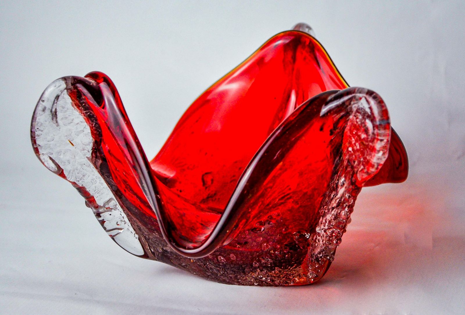 Sommerso Red Pocket Tray By Seguso, Frosted Murano Glass, Italy, 1970 photo furniture