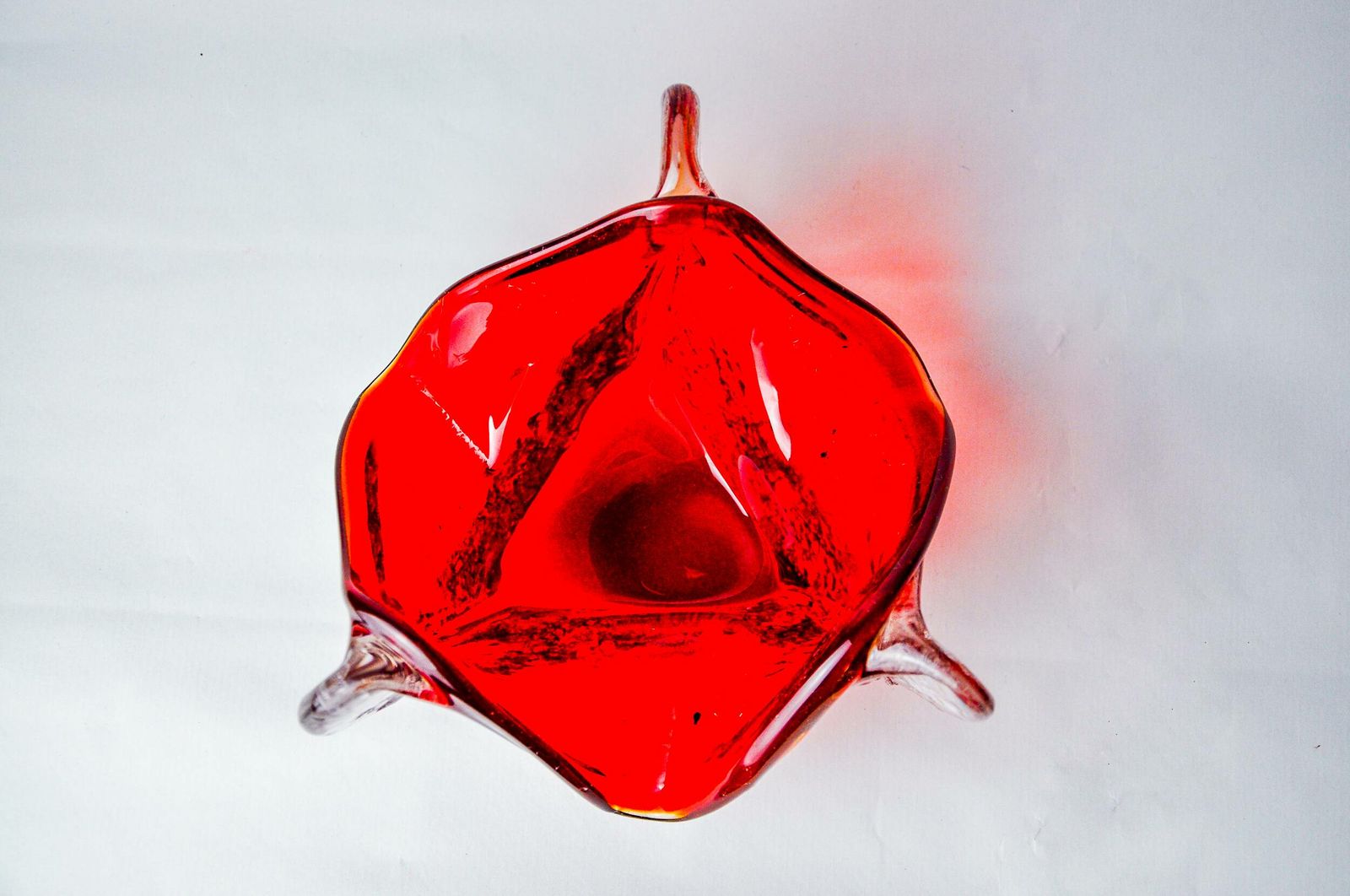 Sommerso Red Pocket Tray By Seguso, Frosted Murano Glass, Italy, 1970 photo 613.0