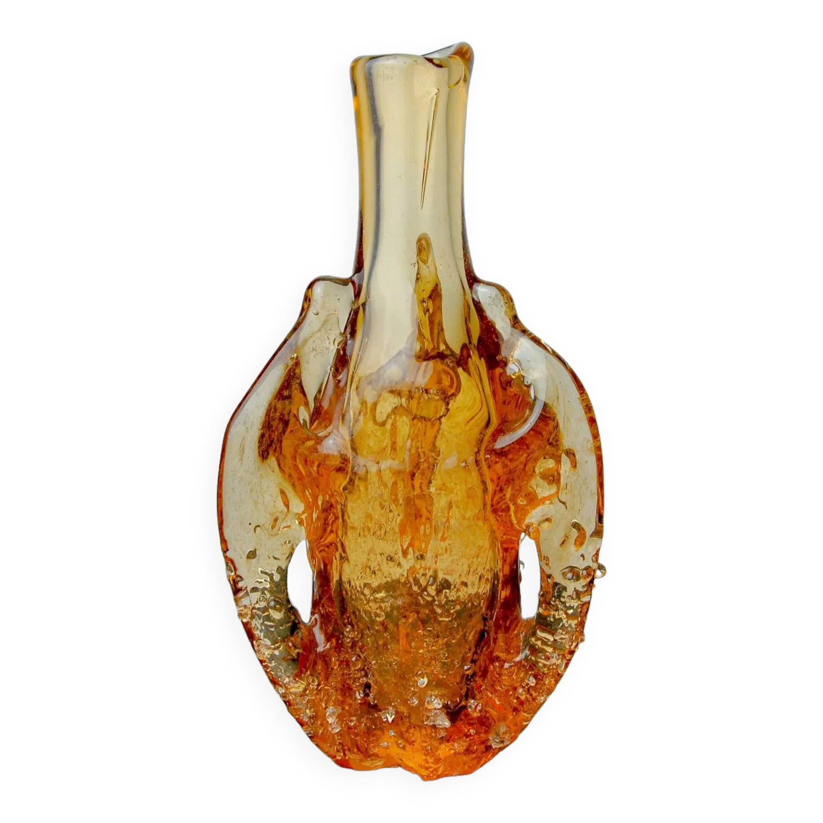 Orange Seguso Vase, Frosted Murano Glass, Italy, 1970