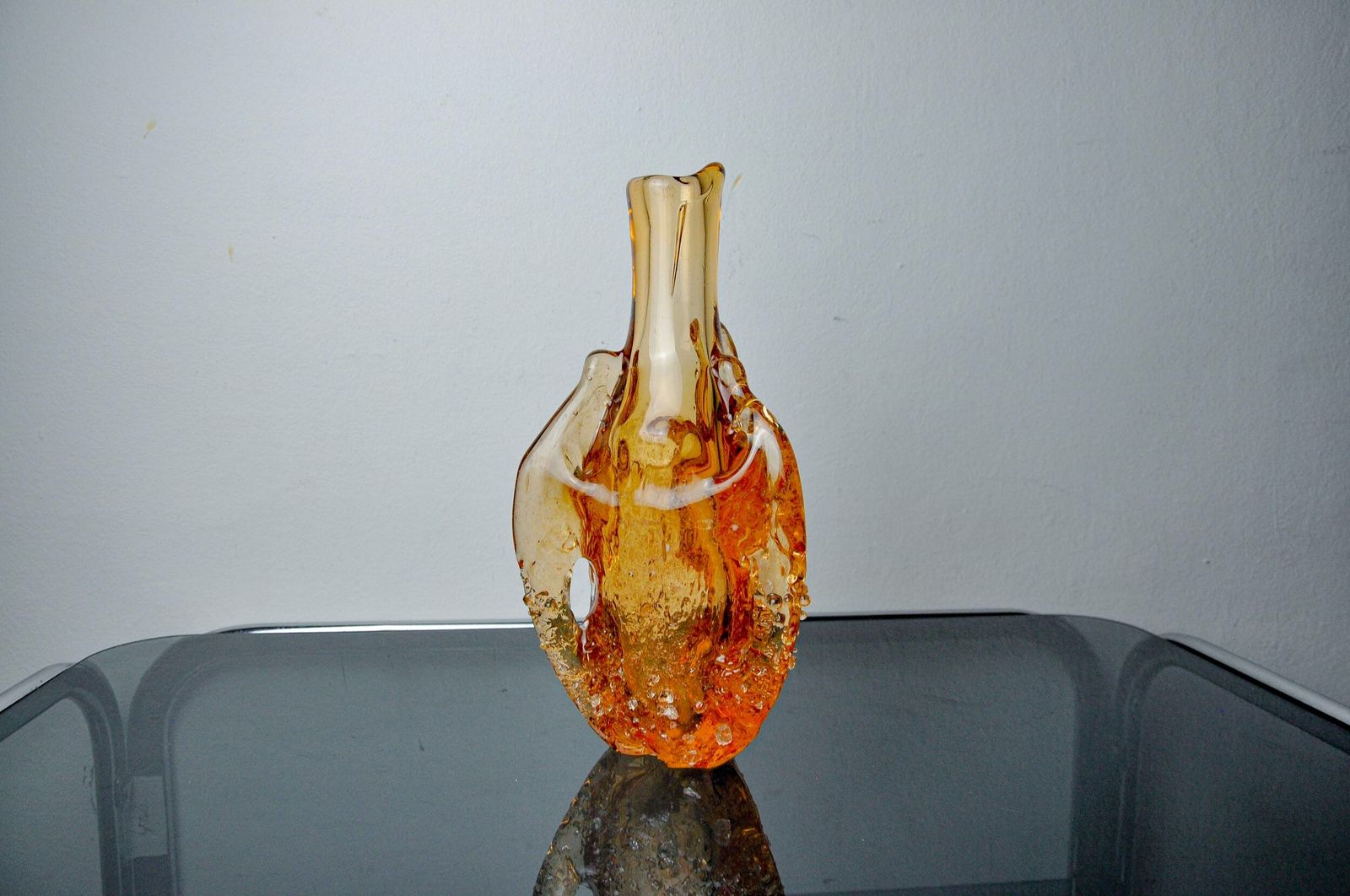 Orange Seguso Vase, Frosted Murano Glass, Italy, 1970 photo for sale