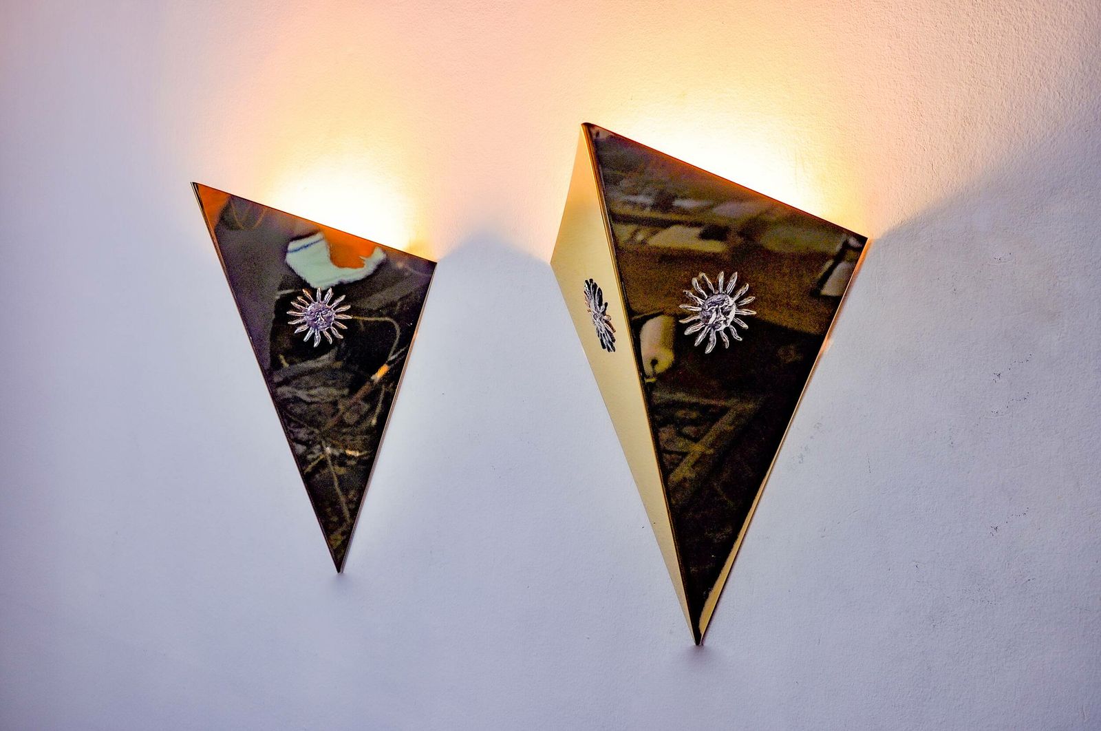 Pair Of “Soleil” Wall Lights By Italo Valenti, Brass And Silver, Spain 1970 photo 2448.0