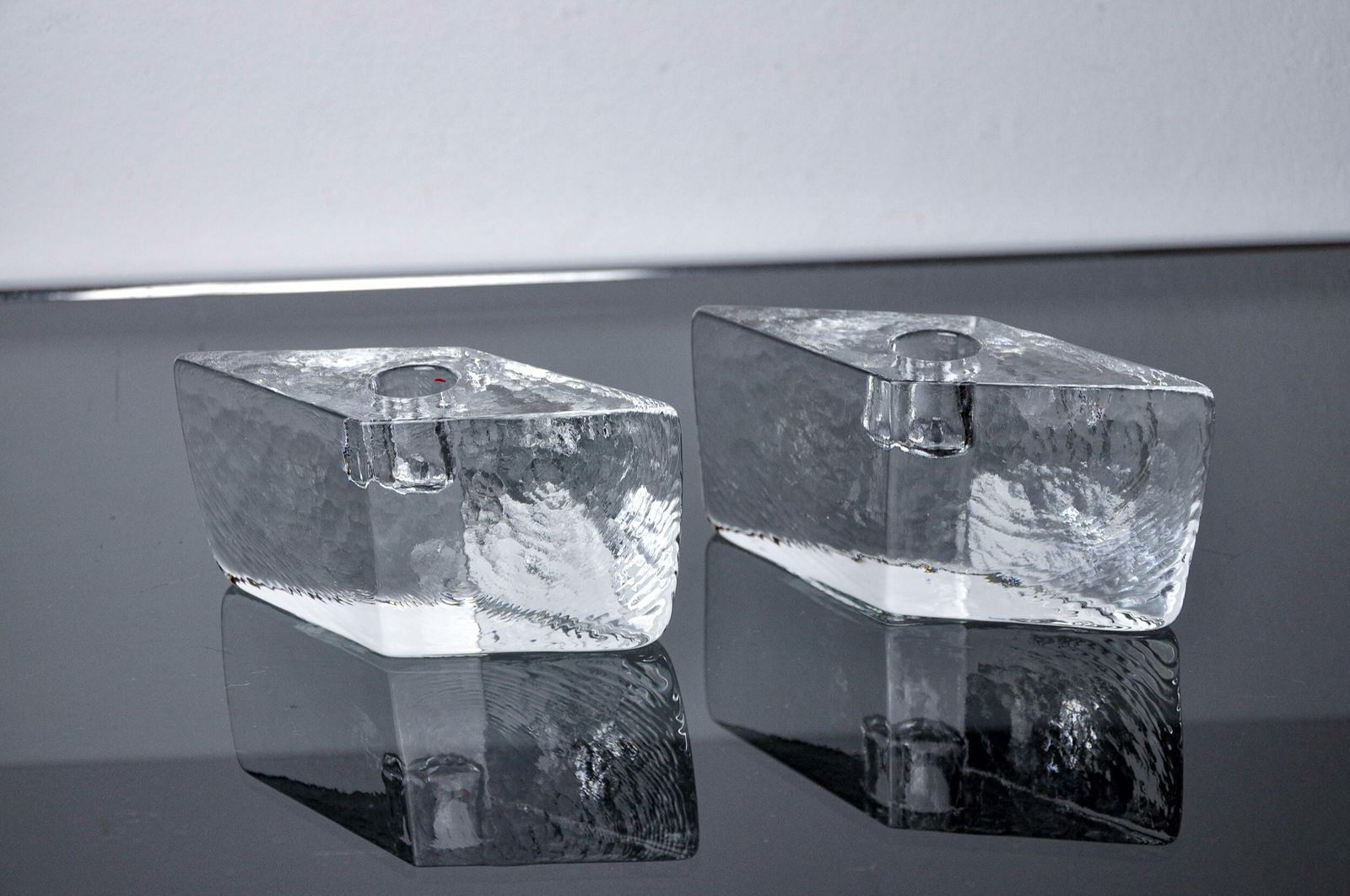 Pair Of Icicle Candlesticks, Murano Glass, Italy, 1970 photo for sale