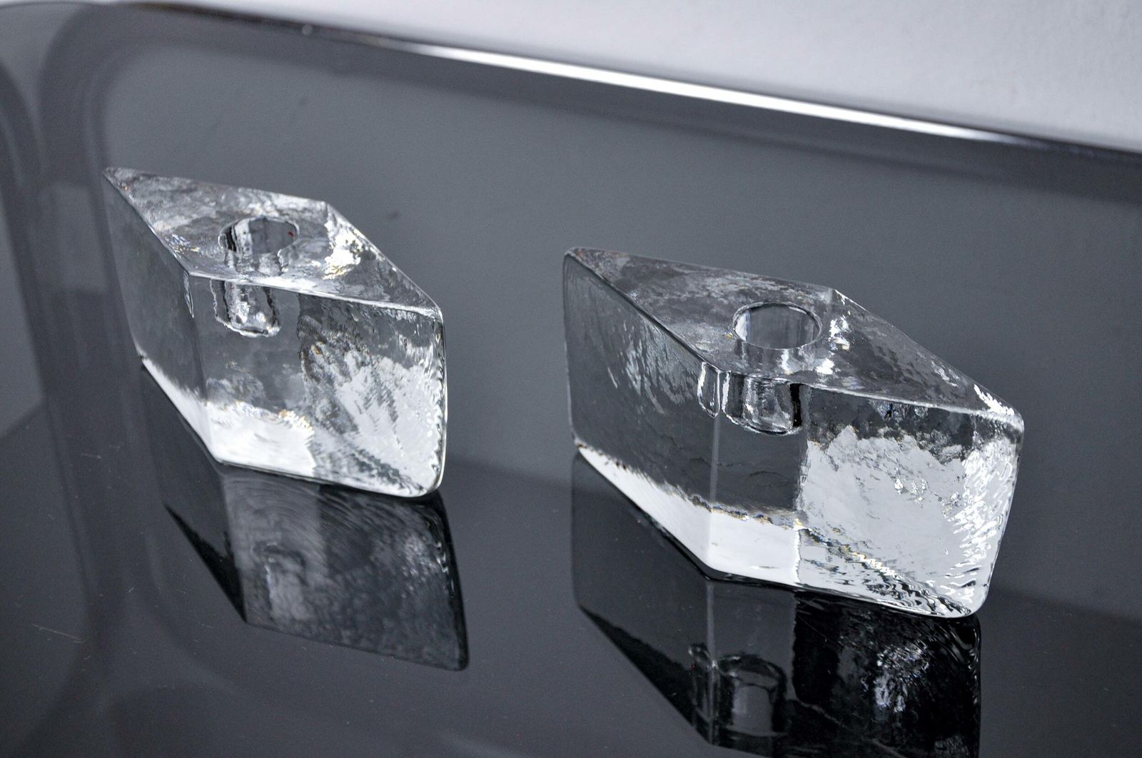 Pair Of Icicle Candlesticks, Murano Glass, Italy, 1970 photo vinterior