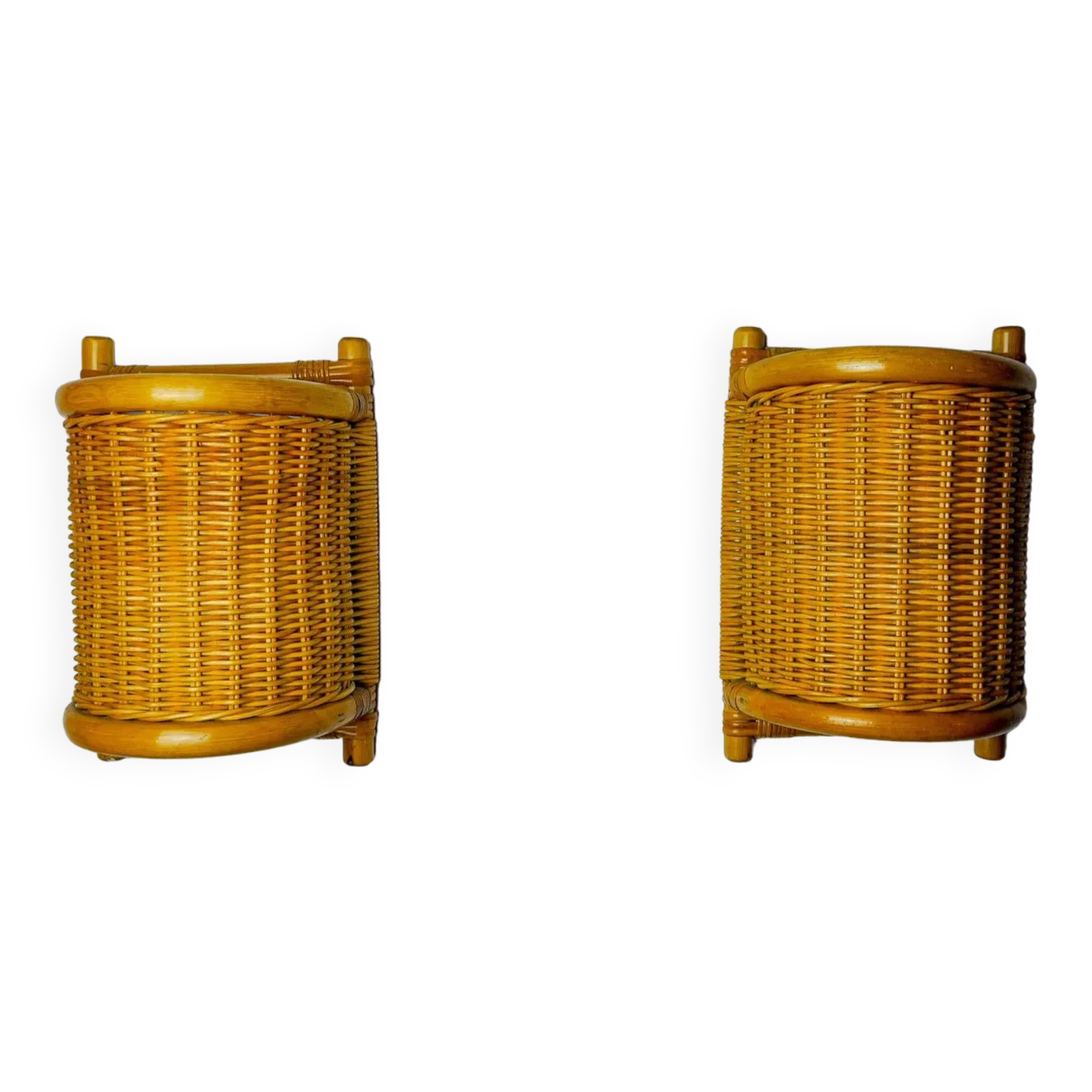 Pair Of Rattan Sconces, France, 1960