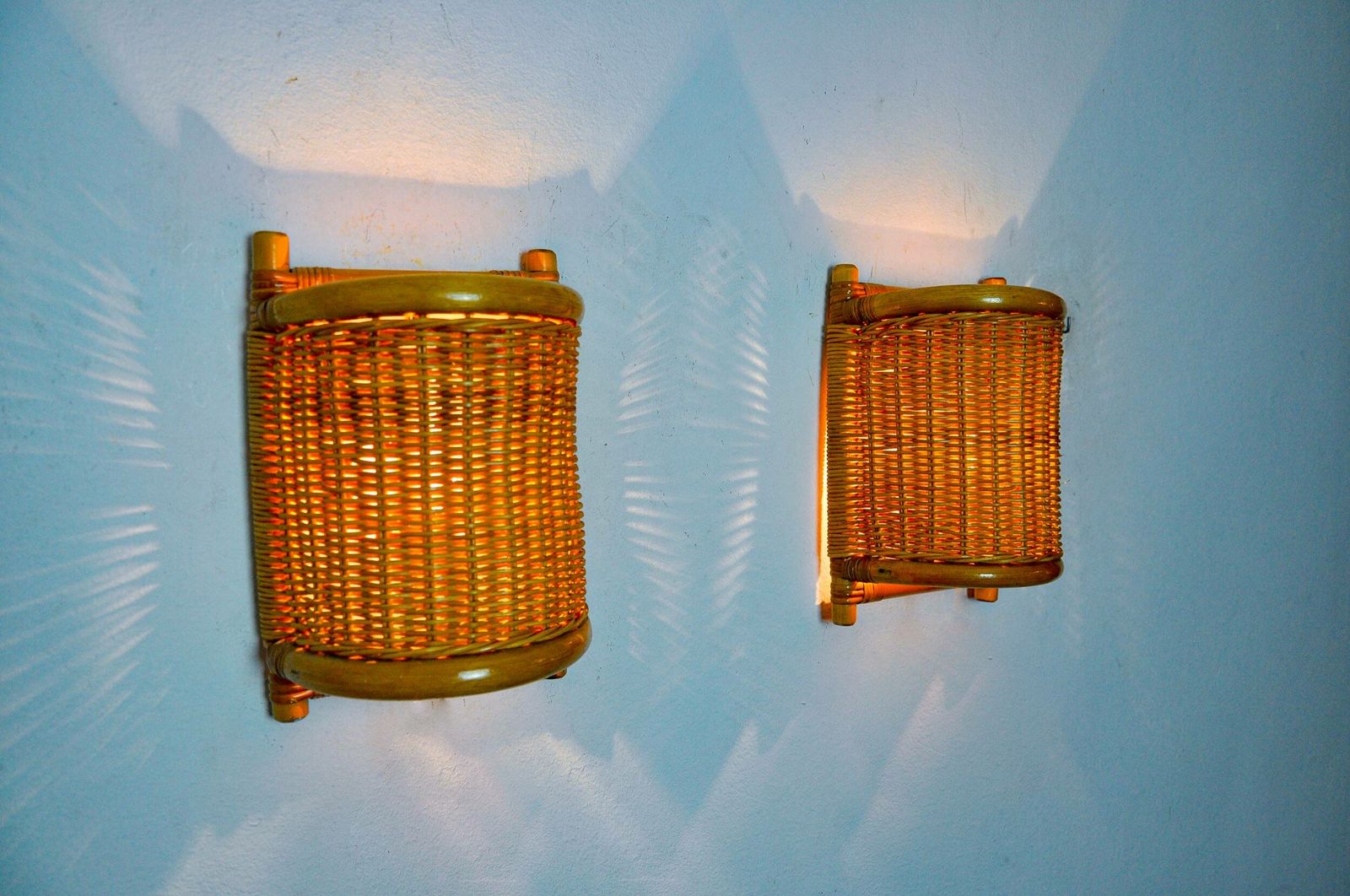 Pair Of Rattan Sconces, France, 1960 photo vinterior