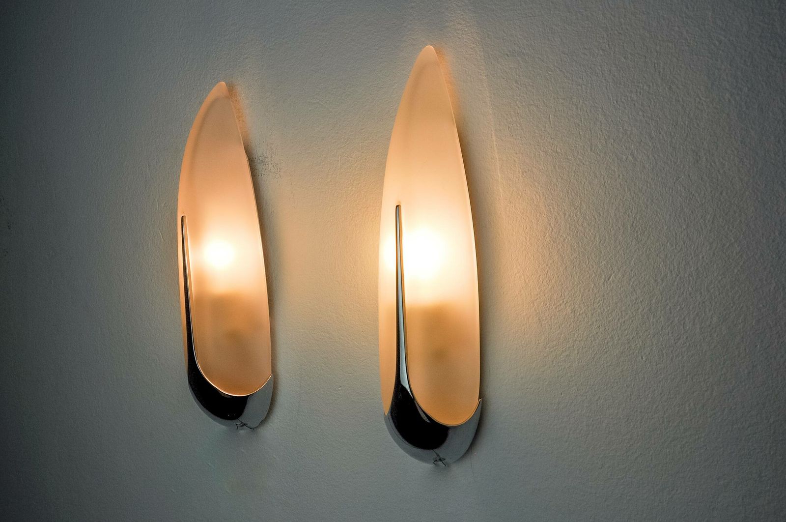 Pair Of "Epis" Wall Lights By Idearte, Smoked Glass And Silver Metal, Spain, 1980 photo furniture