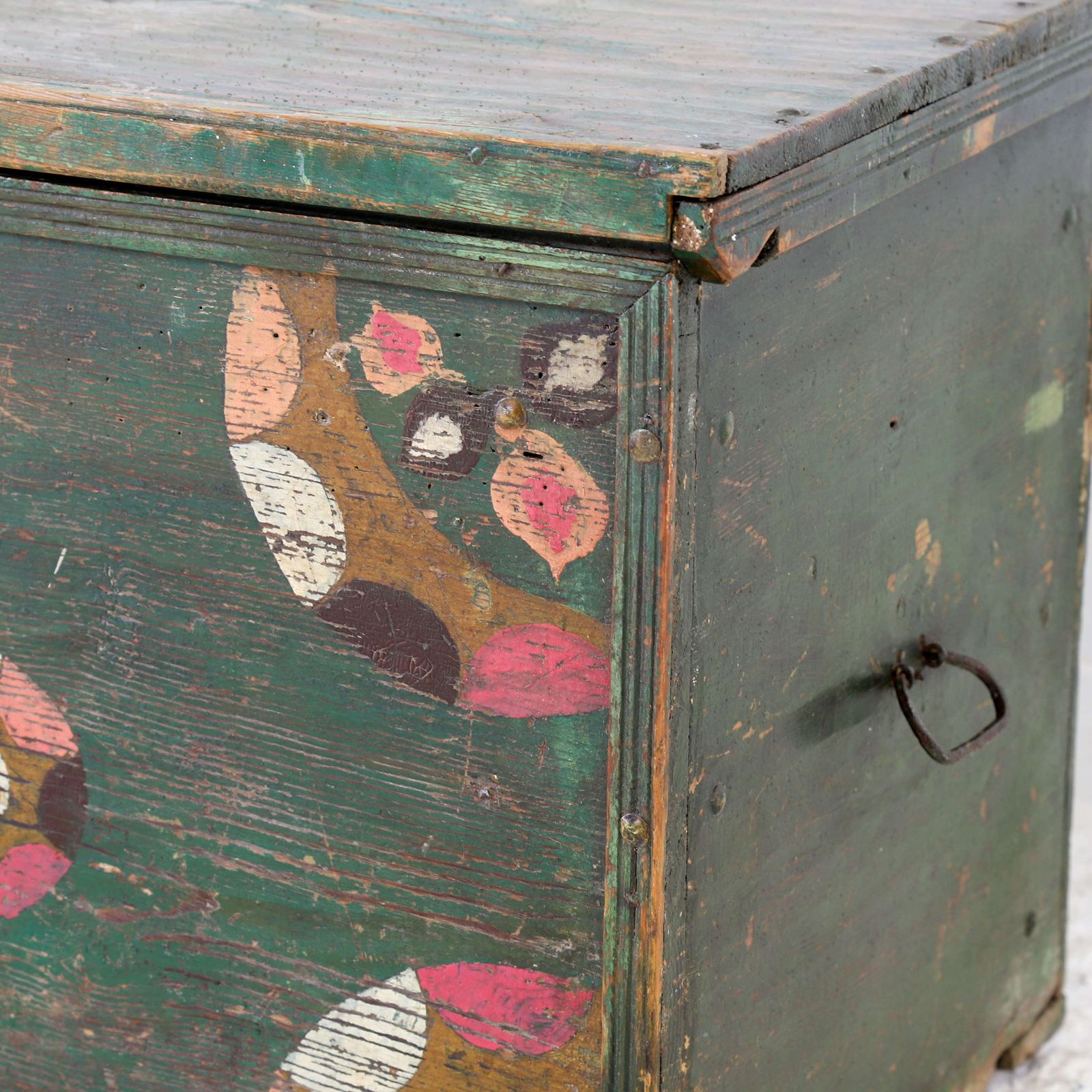 19th Century Romanian Hand Painted Marriage Chest photo Furniture