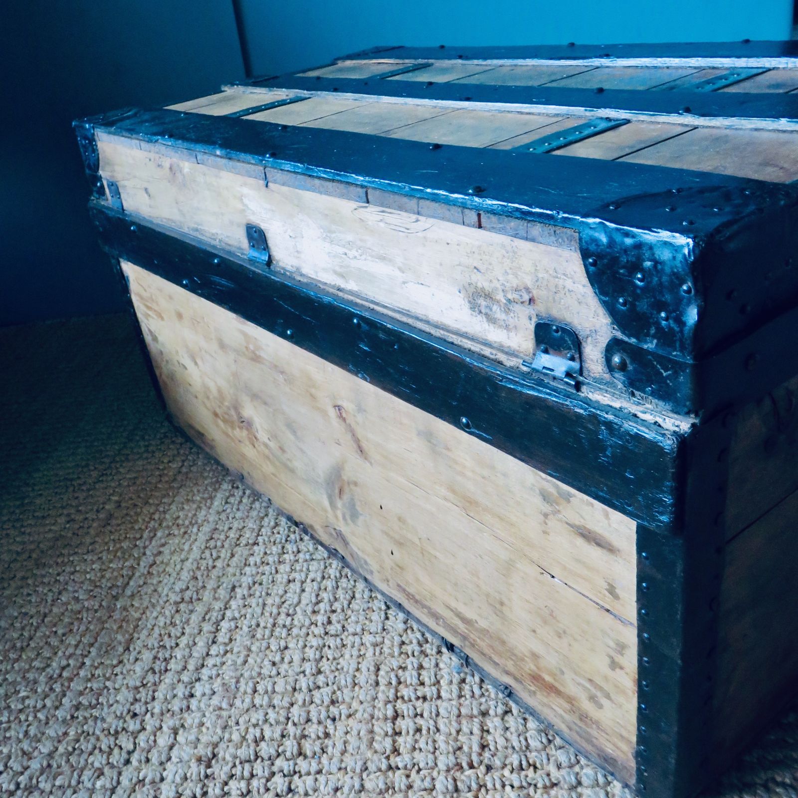 Cargo Trunk Or Seat. Wood And Metal, Frane Around 1900. photo vintage