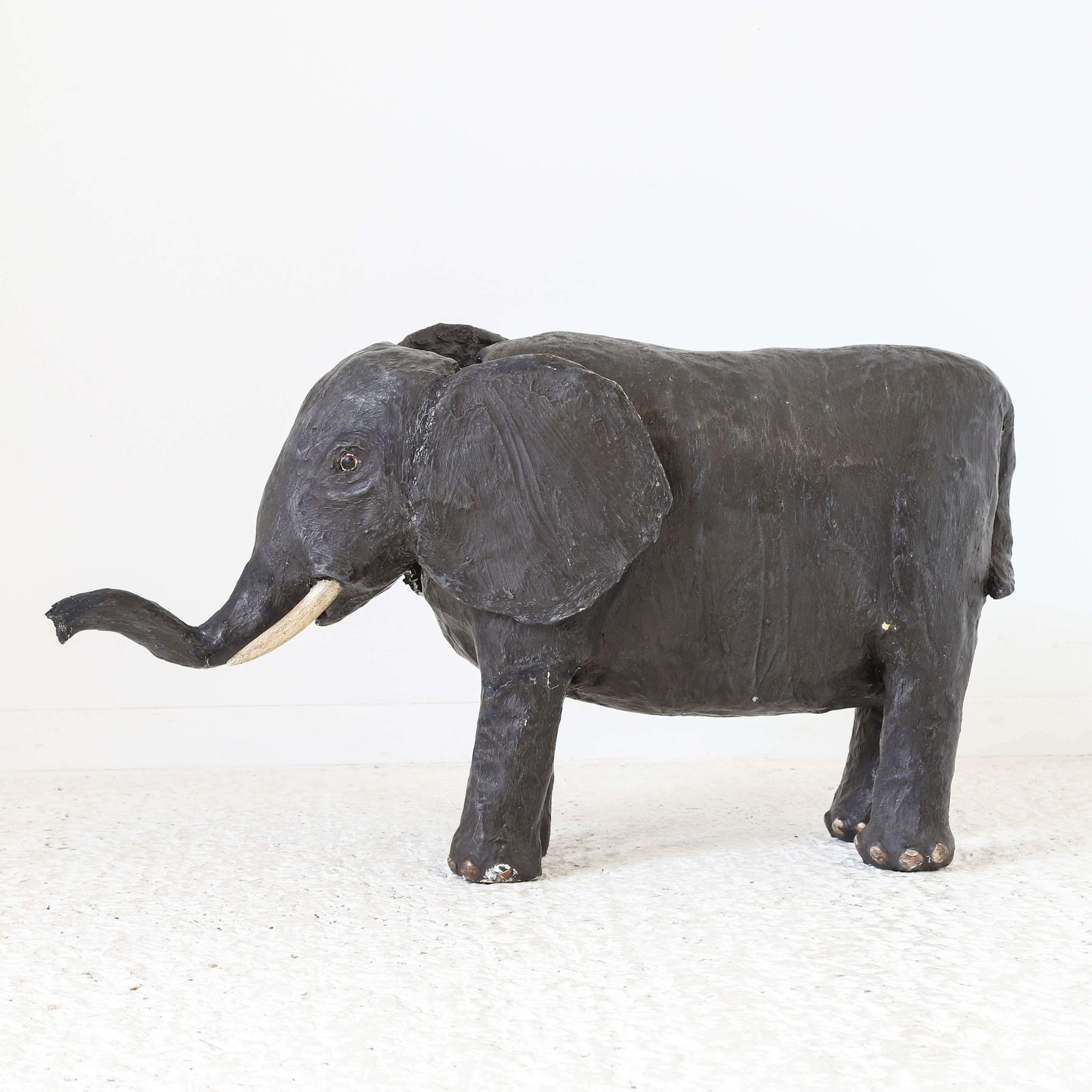 Unusual 1940 1950’s French Papier Mâché Model Elephant