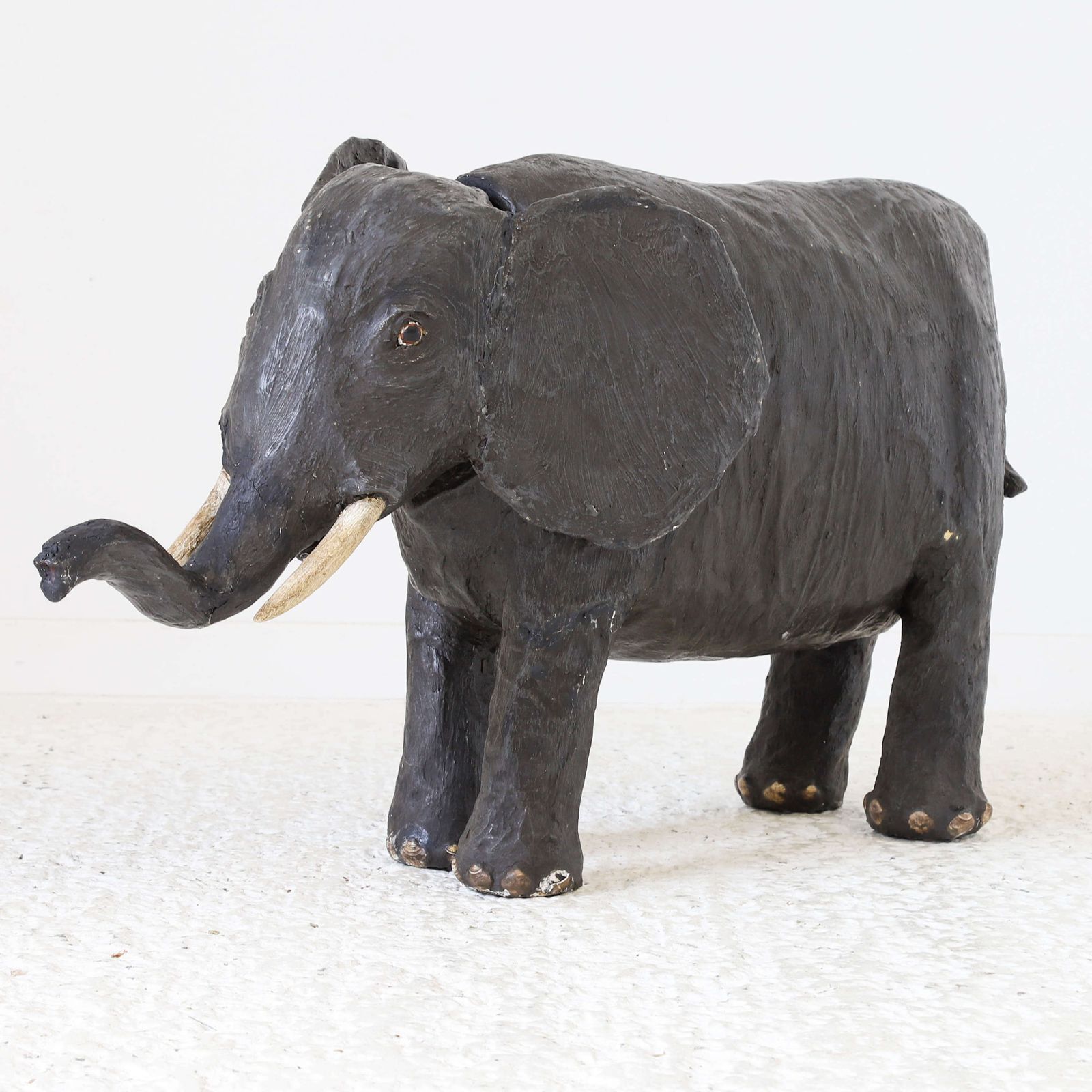 Unusual 1940 1950’s French Papier Mâché Model Elephant photo for sale