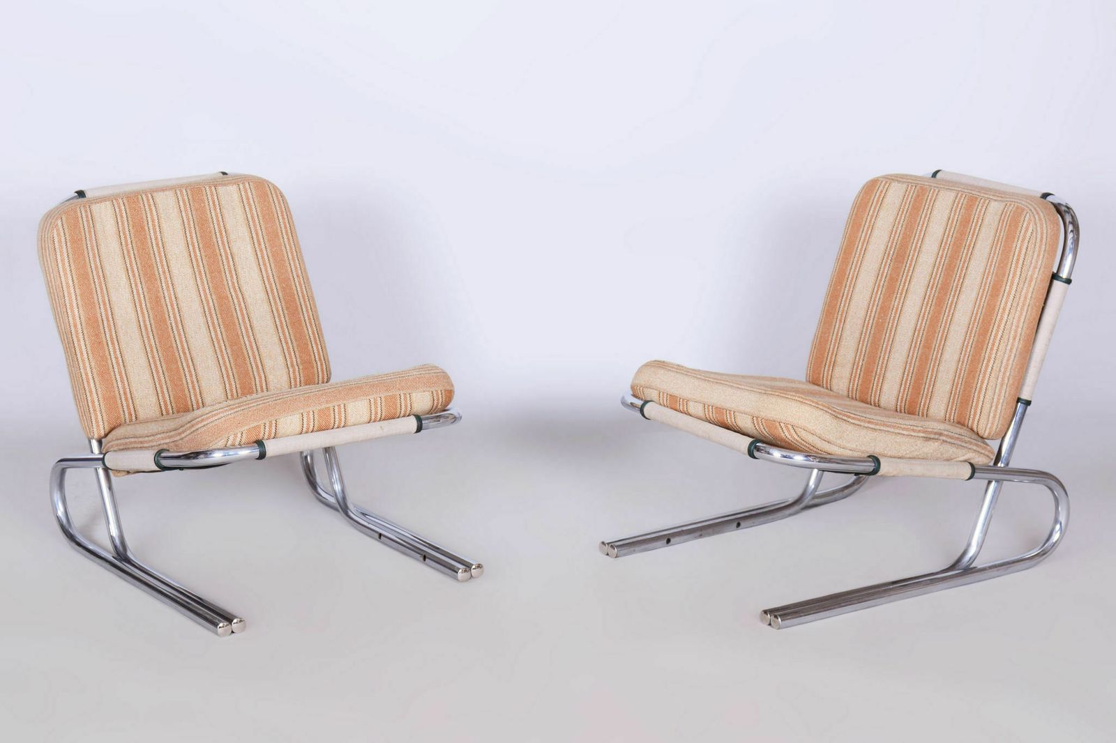 Set Of Two Original Bauhaus Armchairs, Chrome Plated Steel, Germany, 1940s photo furniture