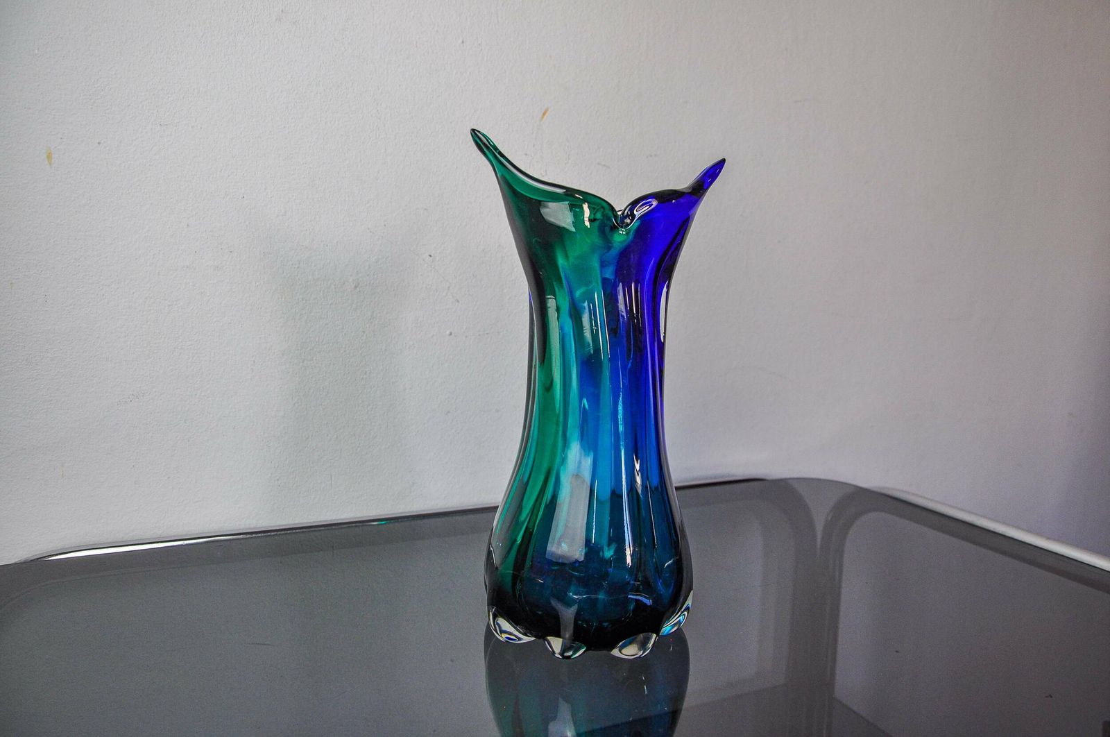 Sommerso Green And Blue Vase By Seguso, Murano Glass, Italy, 1970 photo Home Decor