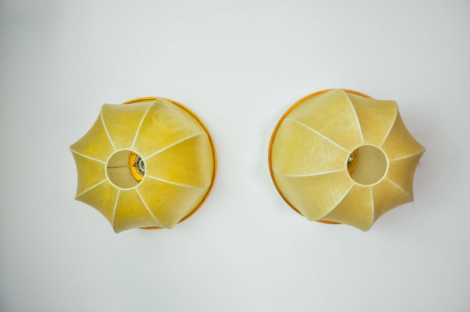 Pair Of Xl "Cocoon" Wall Lights, Resin And Pine, Italy, 1970 photo for sale