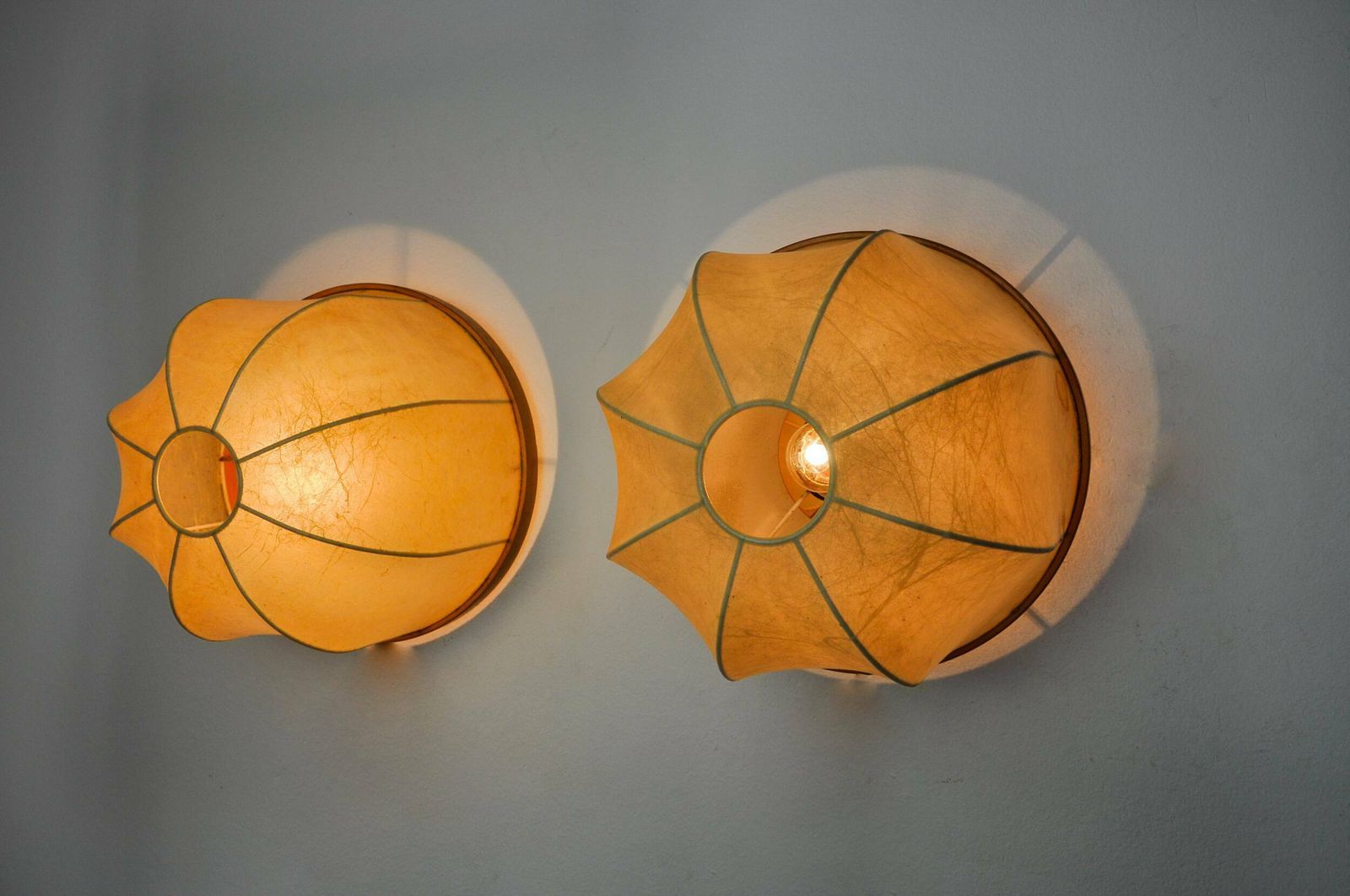 Pair Of Xl "Cocoon" Wall Lights, Resin And Pine, Italy, 1970 photo buy