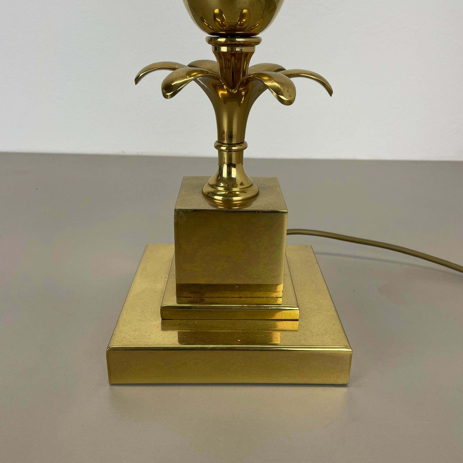 1354.0 Large 82cm Brass "Pineapple" Table Light In Maison Charles Style, France 1970s photo