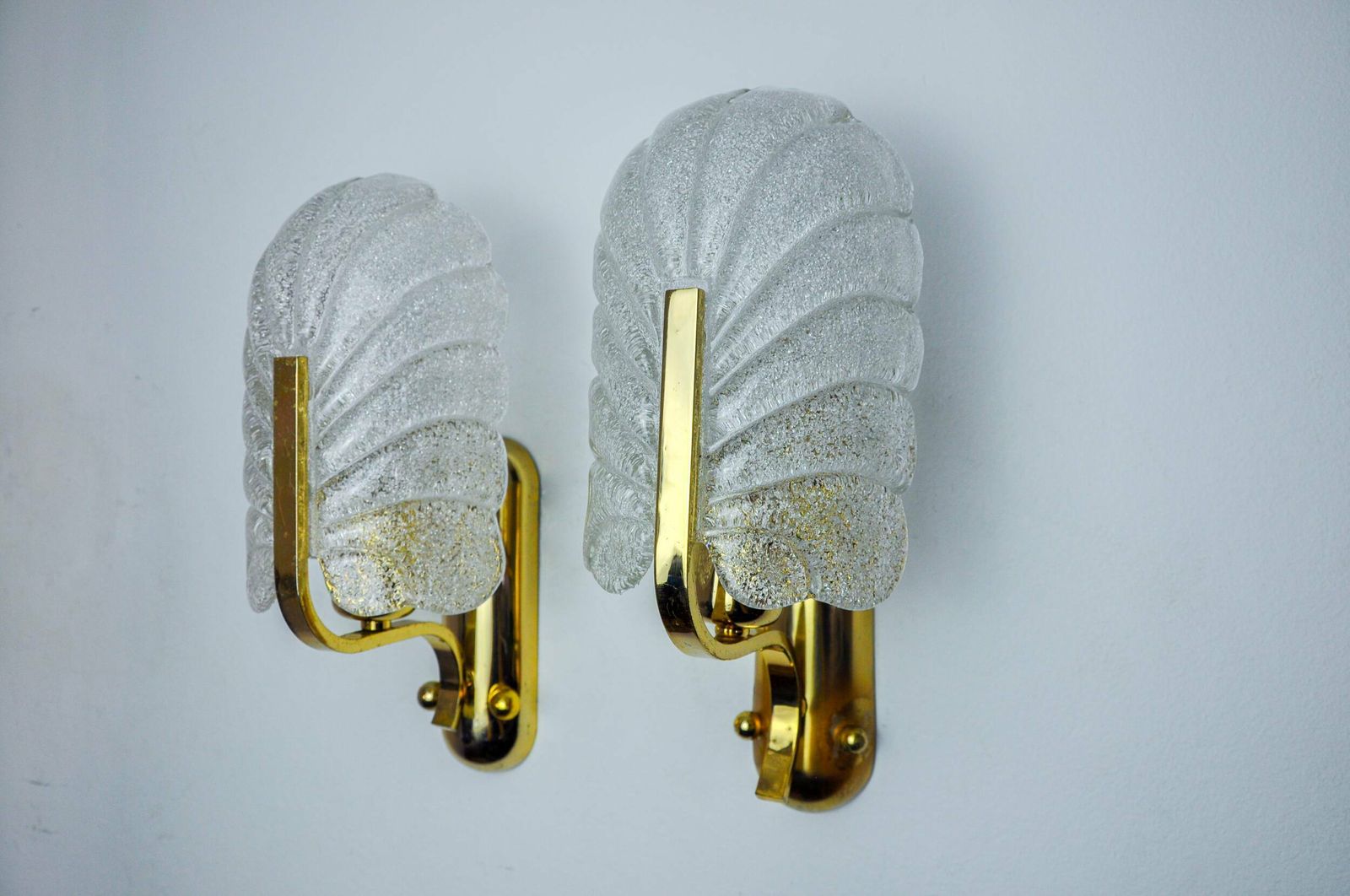 Pair Of "Leaf" Wall Lights By Carl Fagerlund, Murano Glass, Germany, 1970 photo vinterior