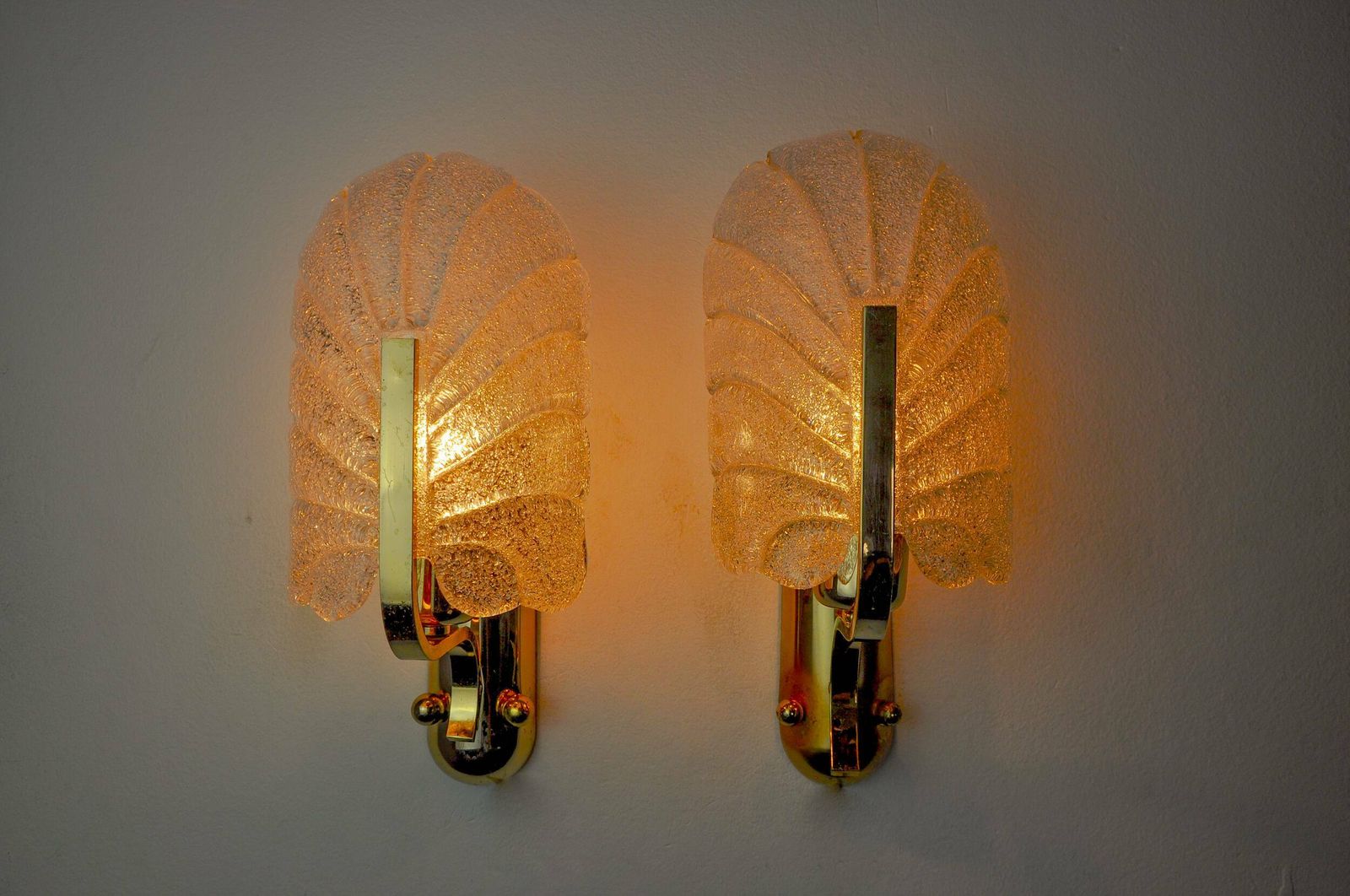 Pair Of "Leaf" Wall Lights By Carl Fagerlund, Murano Glass, Germany, 1970 photo buy
