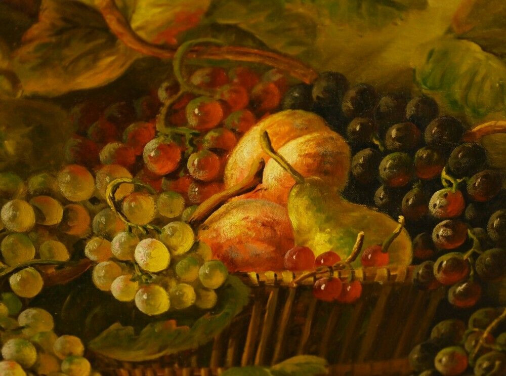 Renaissance Still Life Oil Painting Grape Fruit Italian Art photo for sale