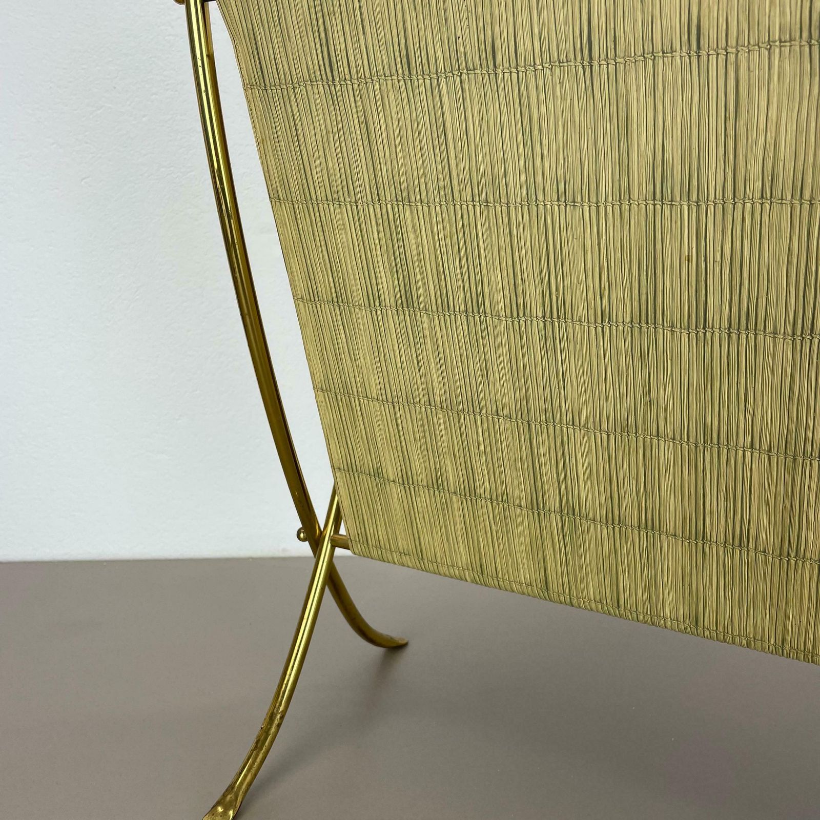 Unique Bauhaus Aubock Style Brass And Bamboo Magazine Holder, Austria 1950s photo vinterior