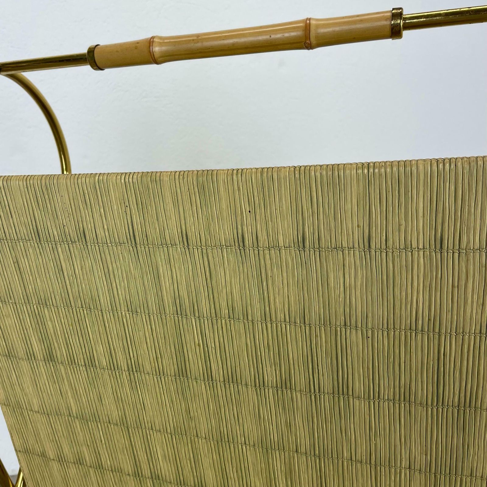 Unique Bauhaus Aubock Style Brass And Bamboo Magazine Holder, Austria 1950s photo buy