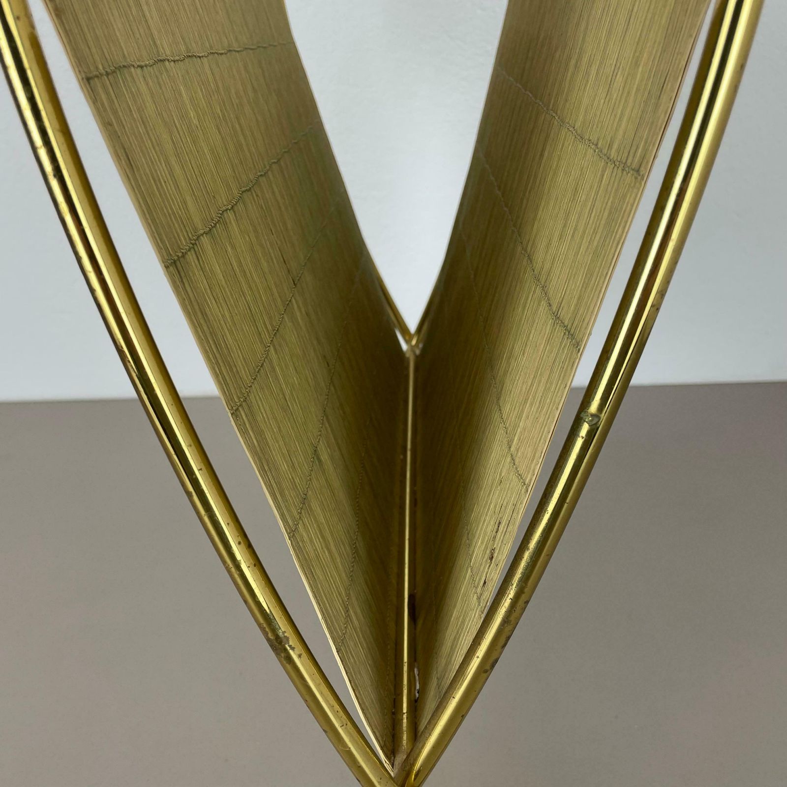 655.0 Unique Bauhaus Aubock Style Brass And Bamboo Magazine Holder, Austria 1950s photo