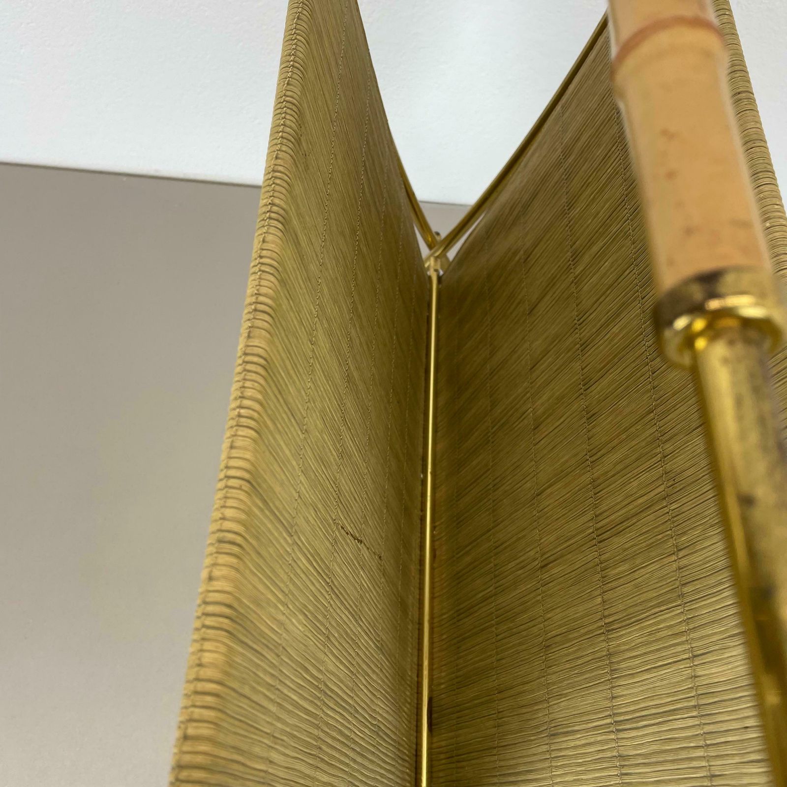 photo vinterior Unique Bauhaus Aubock Style Brass And Bamboo Magazine Holder, Austria 1950s