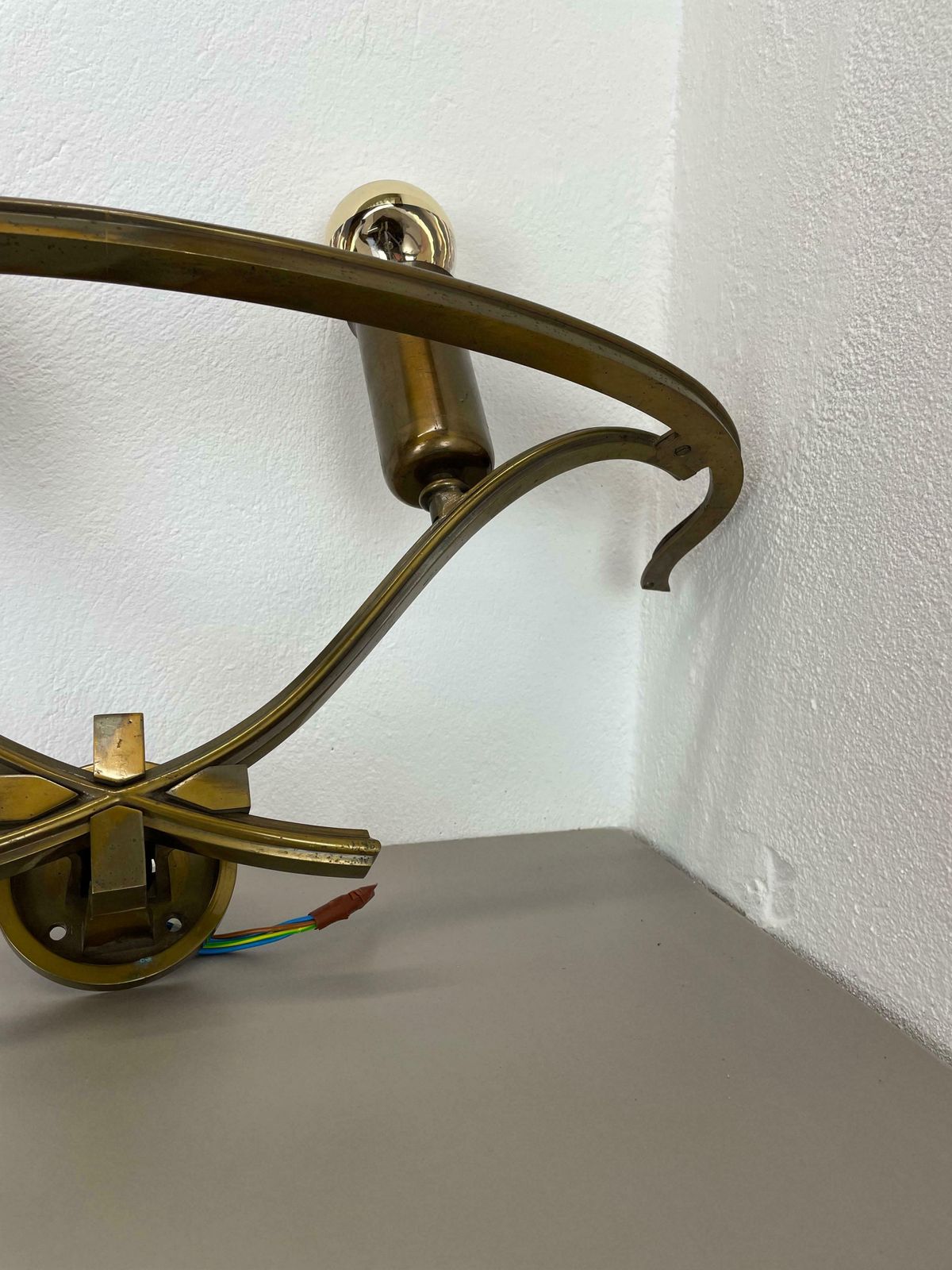 photo buy Set Of Two Xxl Modernist Brass Floral Theatre Wall Light Sconces, France, 1950