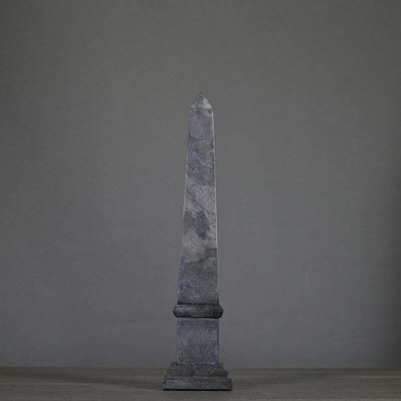 Pair Of Small Black And Grey Marble Obelisks, Napoleon III Style, 20th Century. photo Home Decor