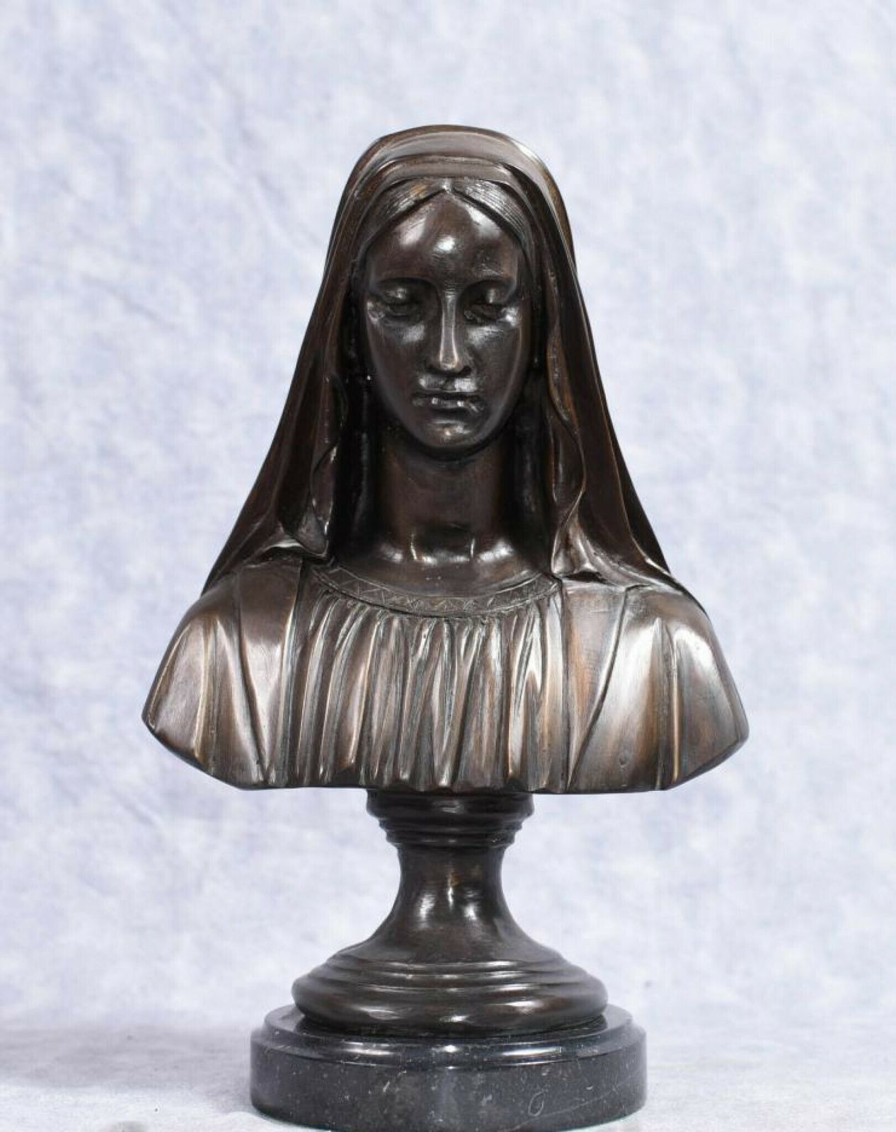 Bronze Virgin Mary Bust   French Holy Mother