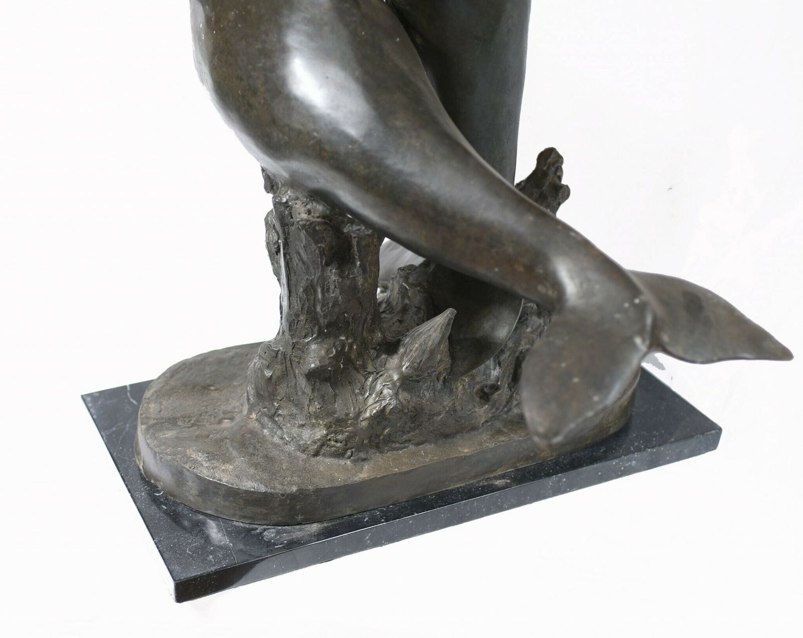 Bronze Dolphin Statue Garden Porpoise Casting photo vintage