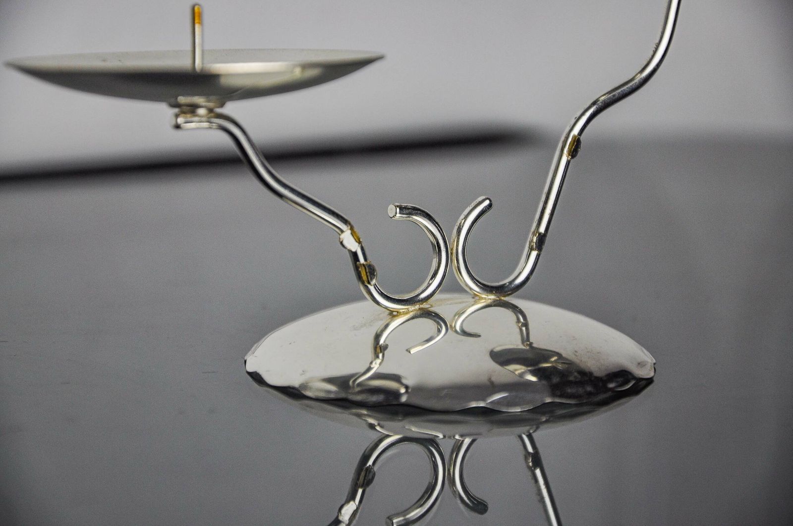 Pair Of Art Deco 2 Flame Candlesticks, Spain, 1980 photo buy
