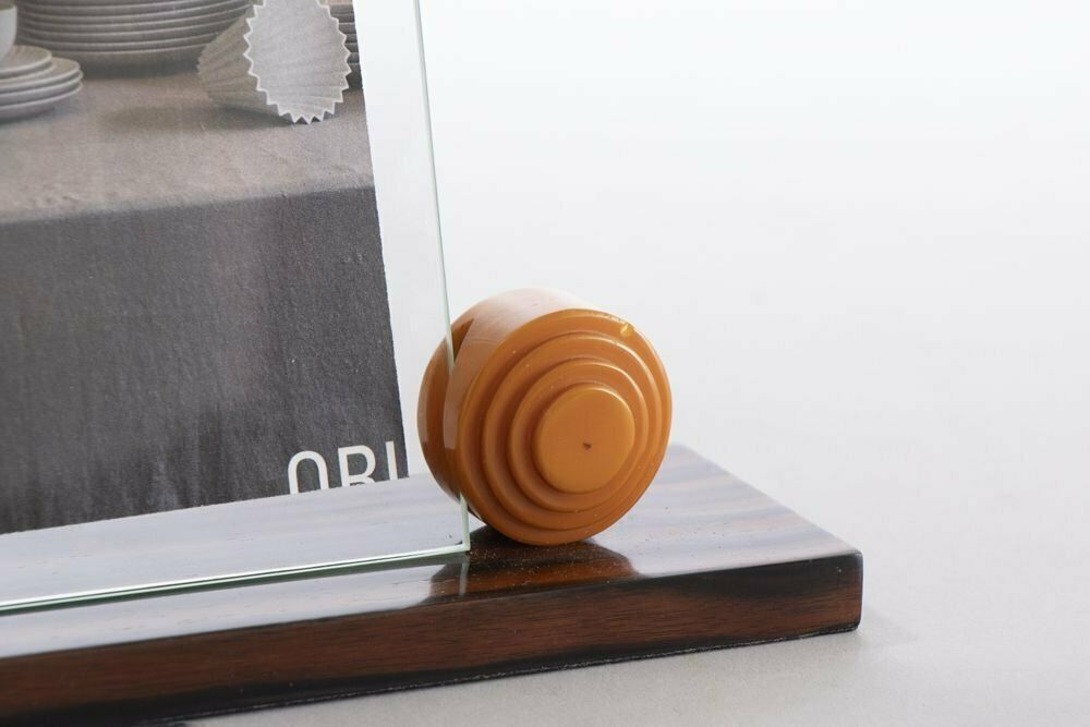 French Art Deco Amber Phenolic & Macassar Photo Frame C.1930s photo 440.0