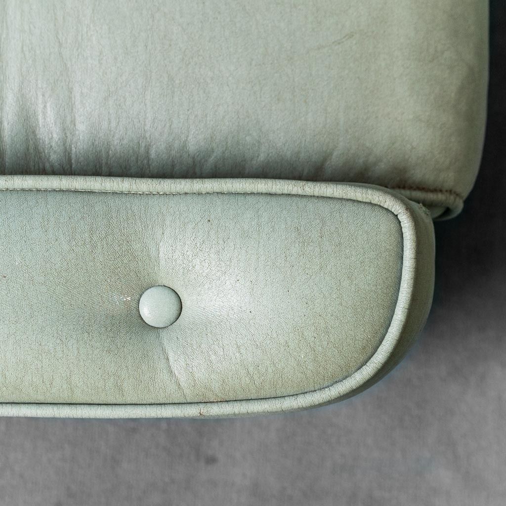 Pair Of Modern Vintage 1950s Sage Green Fabric Armchairs photo vintage