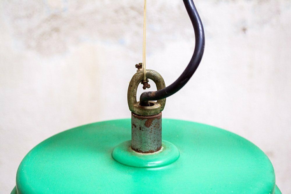 Industrial Pendant Lamp In Metal And Acrylic Glass, 1970s photo Lighting